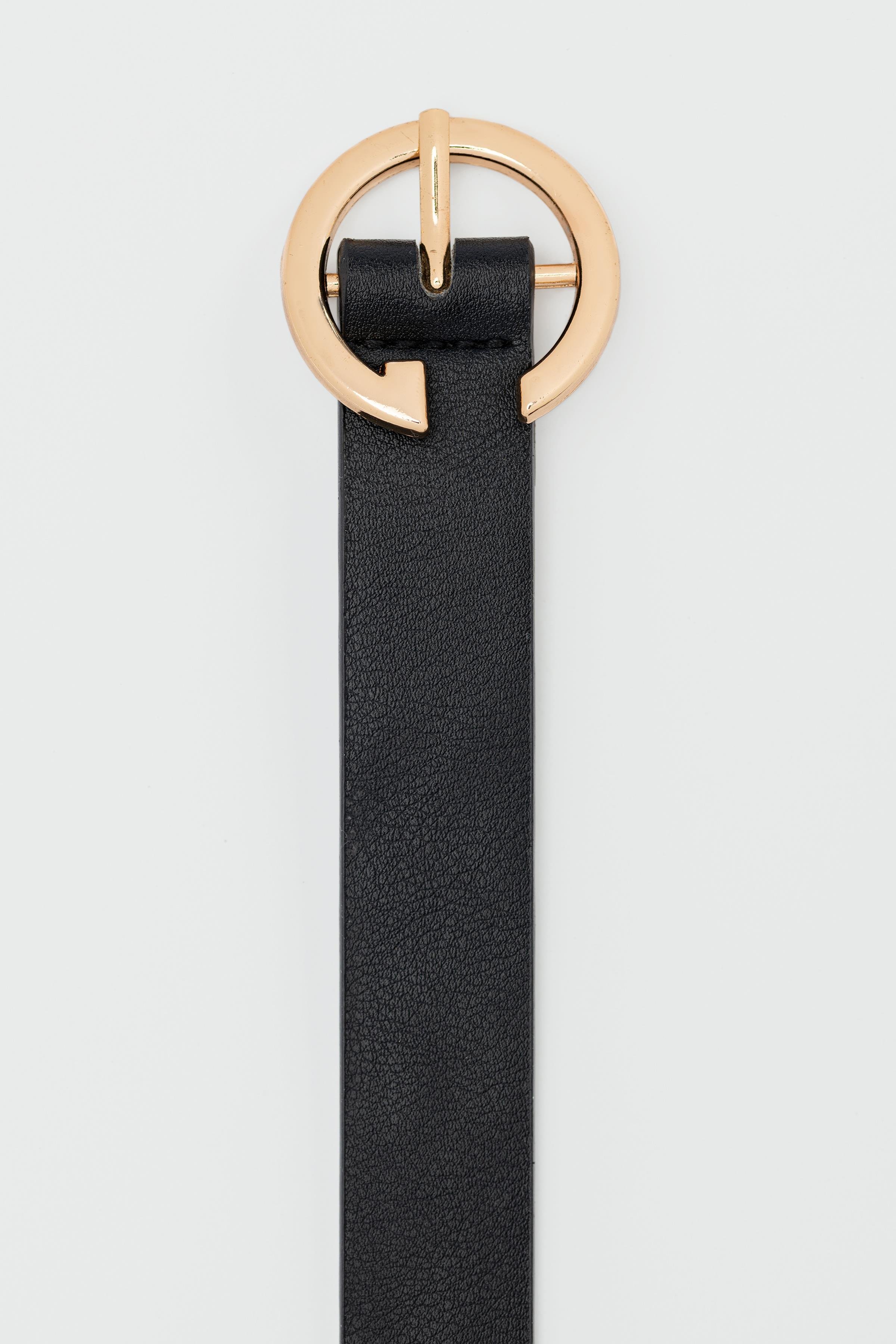 Shulebags Yuvarlak Tokalı Suni Deri Kemer Siyah görsel 3
