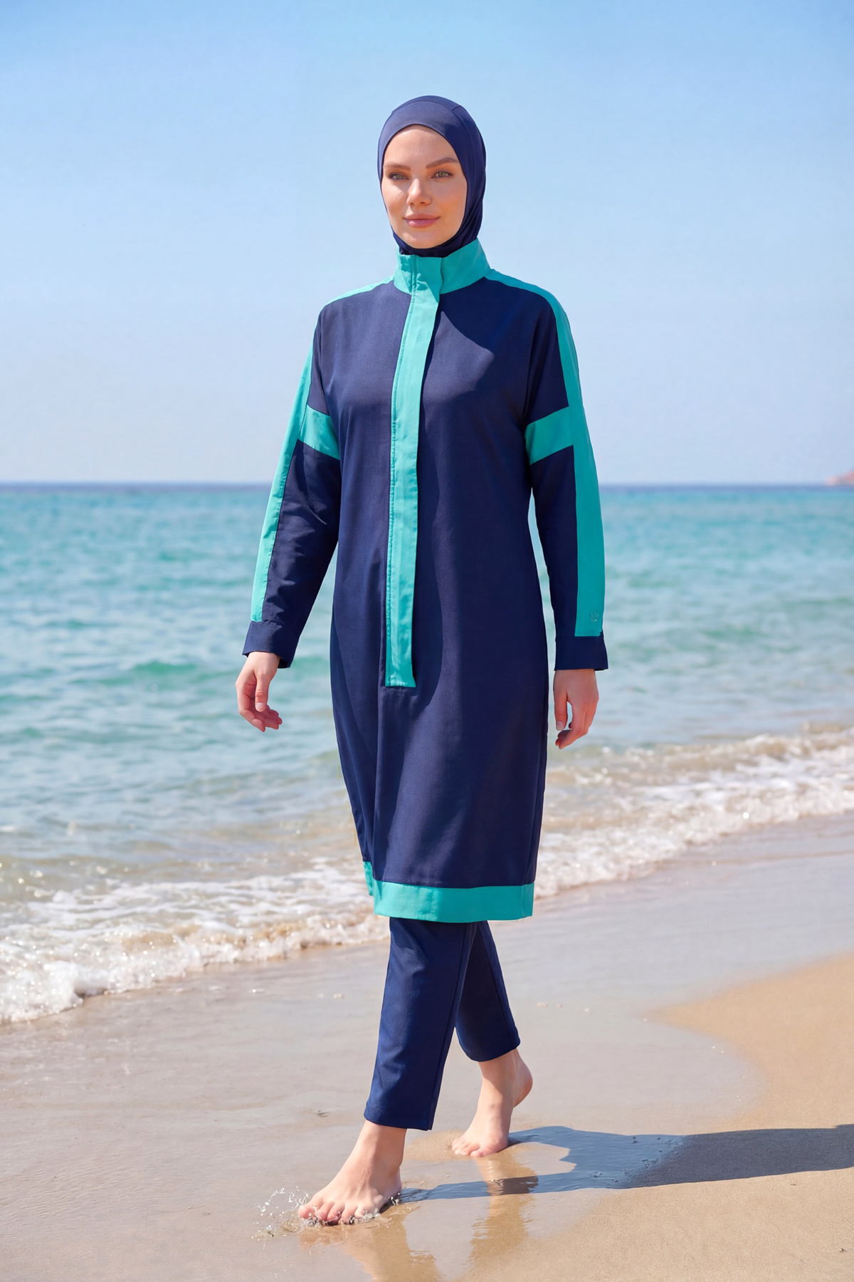 Marina Tam Kapalı Tesettür Mayo M2528-2 Lacivert