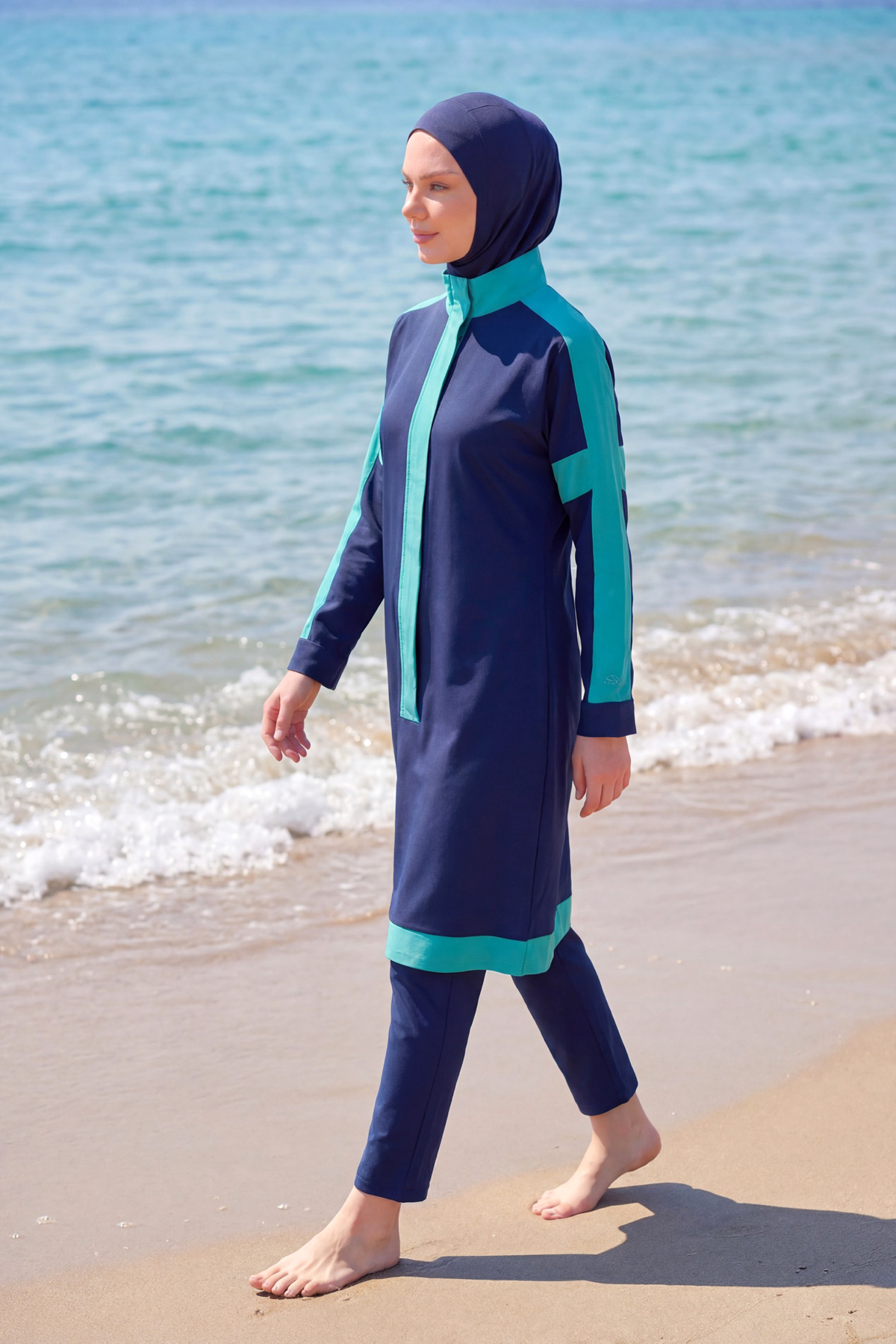 Marina Tam Kapalı Tesettür Mayo M2528-2 Lacivert görsel 2