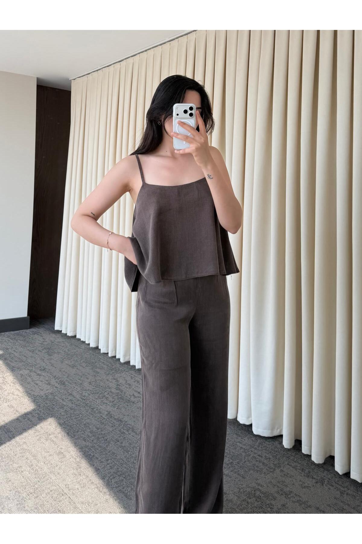 Laluvia Askılı Bluz Pantolon Takım - Y2510430 görsel 3