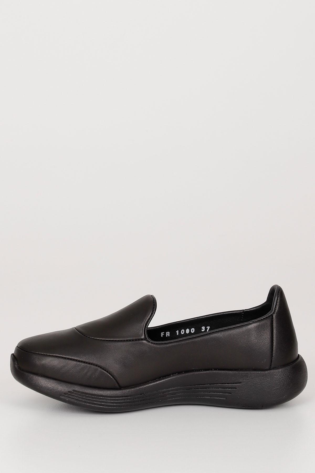 GÖNDERİ(R) SİYAH Hakiki Deri Yuvarlak Burun Dolgu Taban Kadın Günlük Ayakkabı 42110 görsel 6