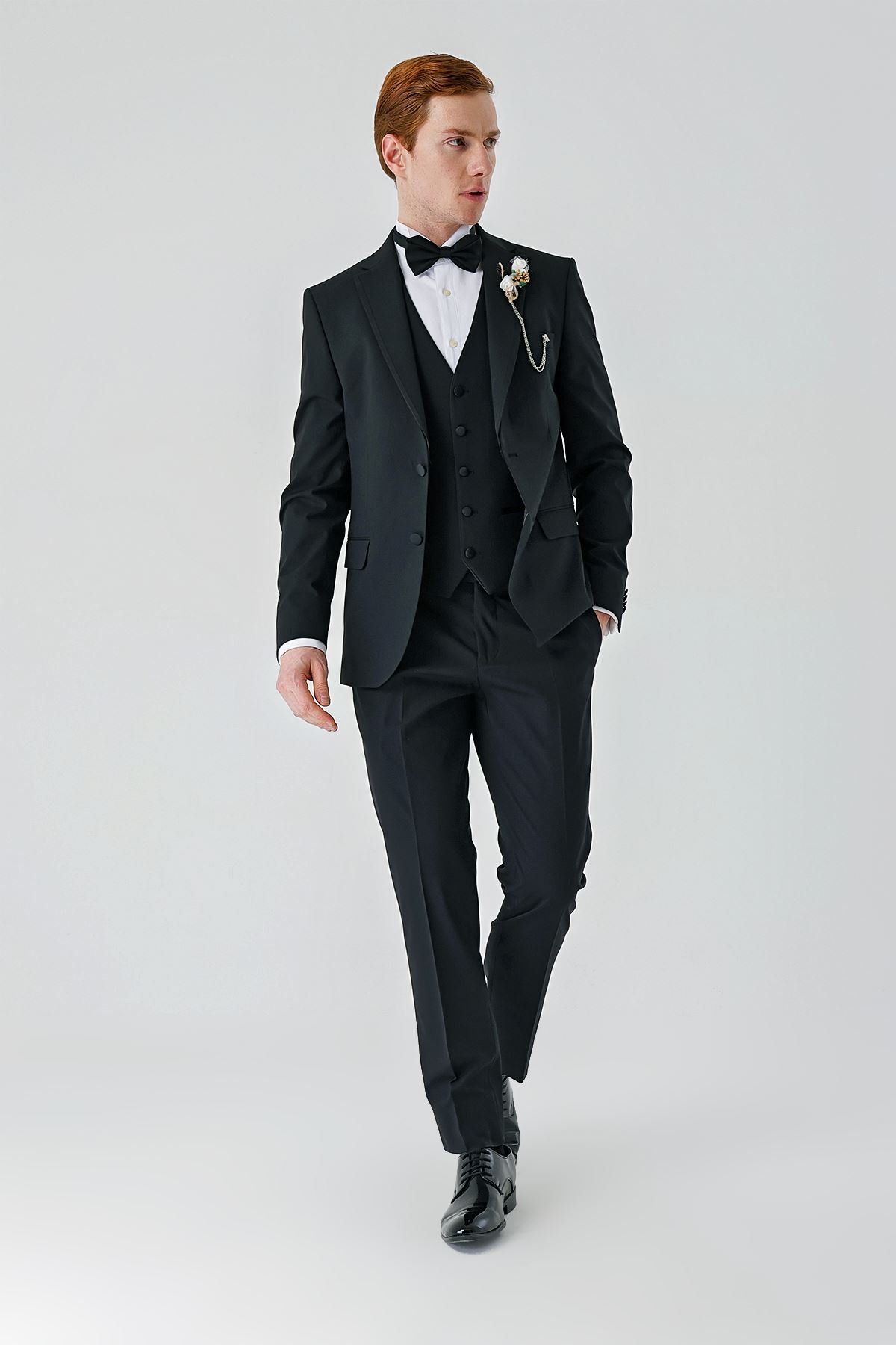 İMZA Çıkarılabilir Mono Yaka Yelekli 6 Drop Slim Fit Smokin Damatlık 1001240201 görsel 3