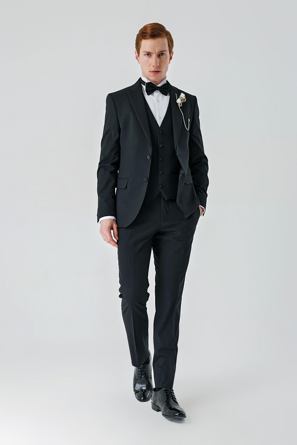 İMZA Çıkarılabilir Mono Yaka Yelekli 6 Drop Slim Fit Smokin Damatlık 1001240201 görsel 4