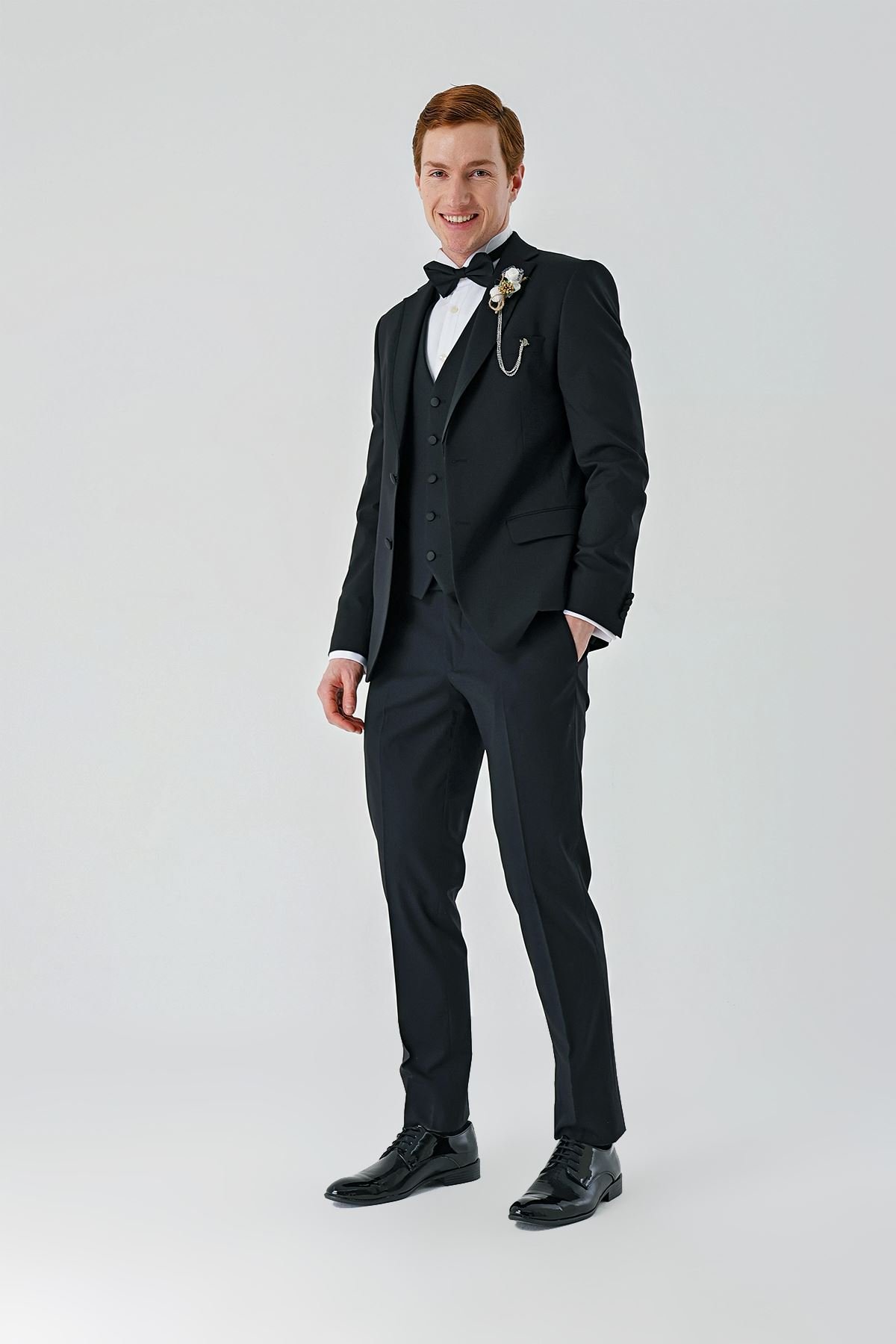 İMZA Çıkarılabilir Mono Yaka Yelekli 6 Drop Slim Fit Smokin Damatlık 1001240201 görsel 5