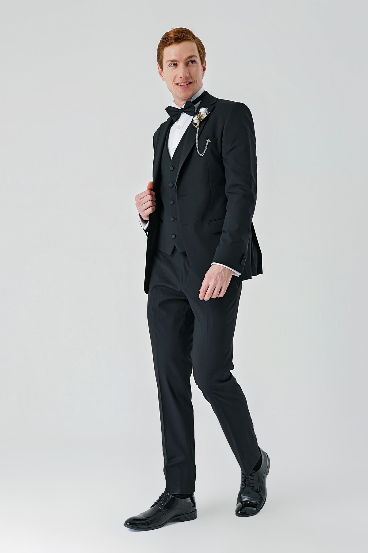 İMZA Çıkarılabilir Mono Yaka Yelekli 6 Drop Slim Fit Smokin Damatlık 1001240201 görsel 6