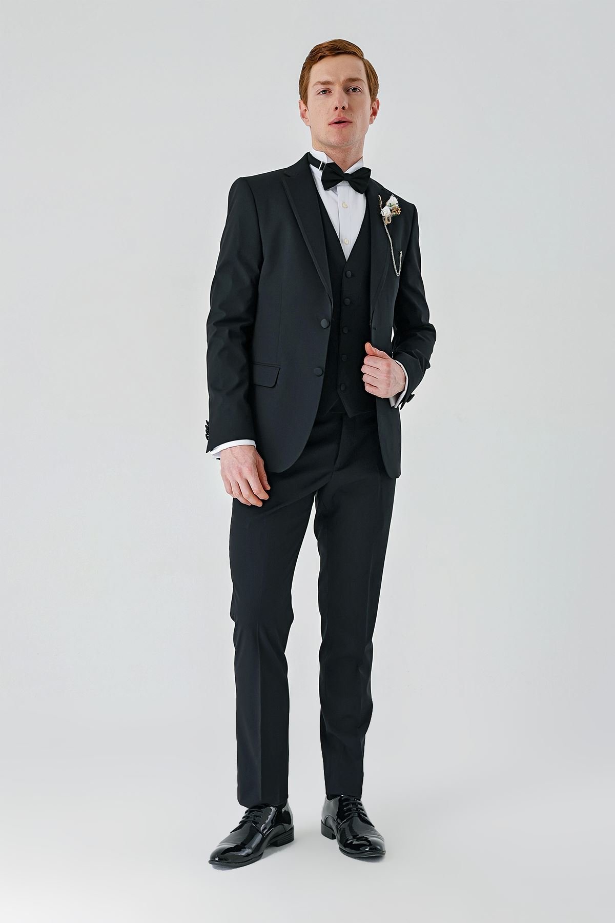 İMZA Çıkarılabilir Mono Yaka Yelekli 6 Drop Slim Fit Smokin Damatlık 1001240201 görsel 7