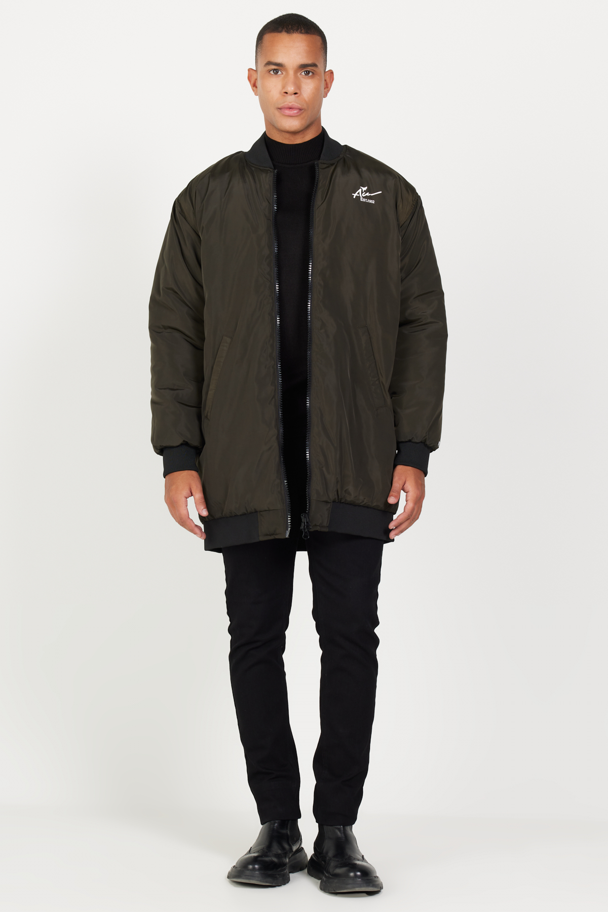 AC&Co / Altınyıldız Classics Erkek Haki Oversize Geniş Kesim Kolej Yaka Mont görsel 2