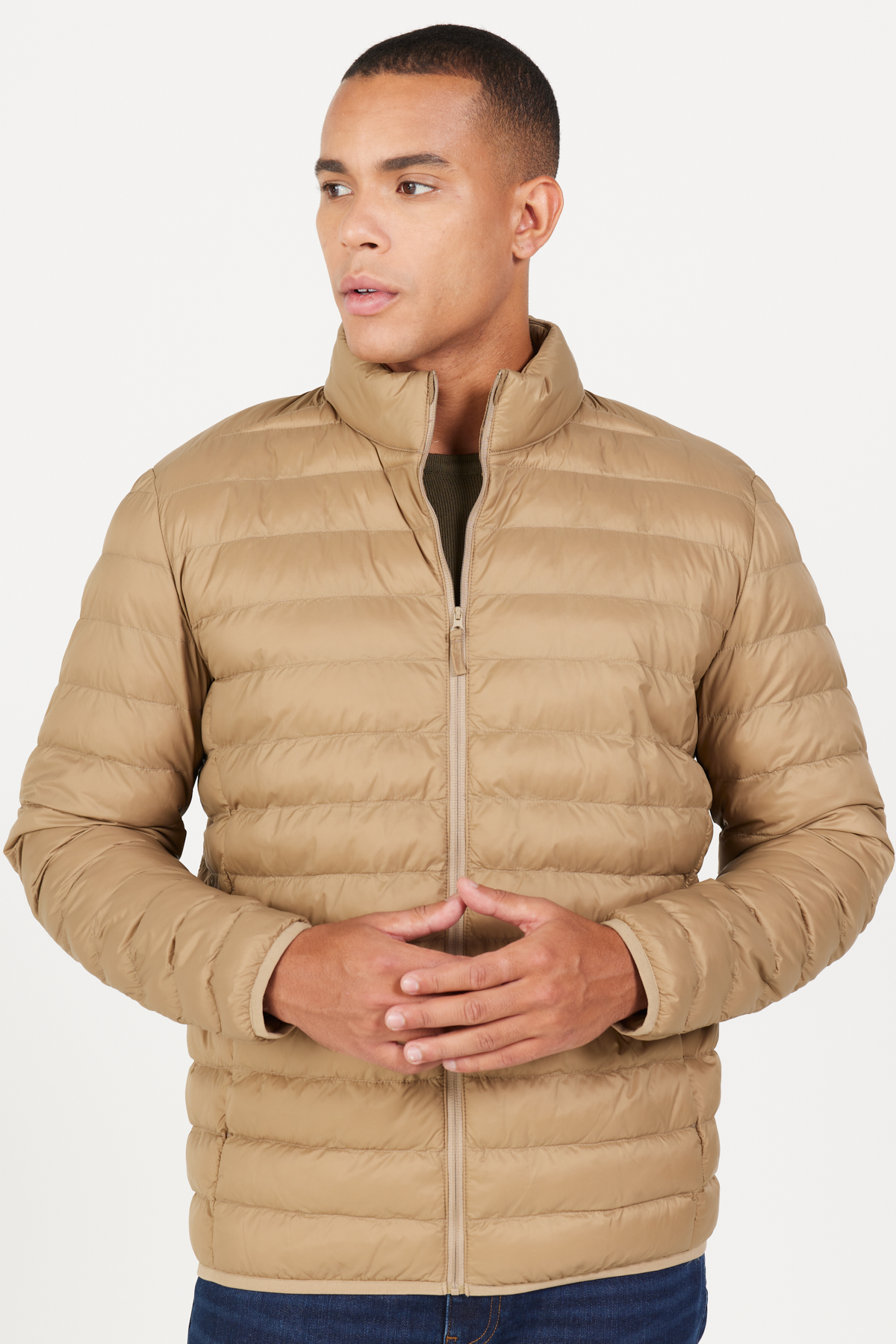 AC&Co / Altınyıldız Classics Erkek Vizon Standart Fit Normal Kesim Dik Yaka Şişme Mont görsel 2
