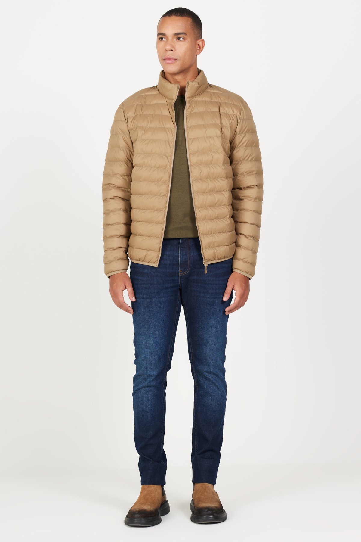 AC&Co / Altınyıldız Classics Erkek Vizon Standart Fit Normal Kesim Dik Yaka Şişme Mont görsel 4
