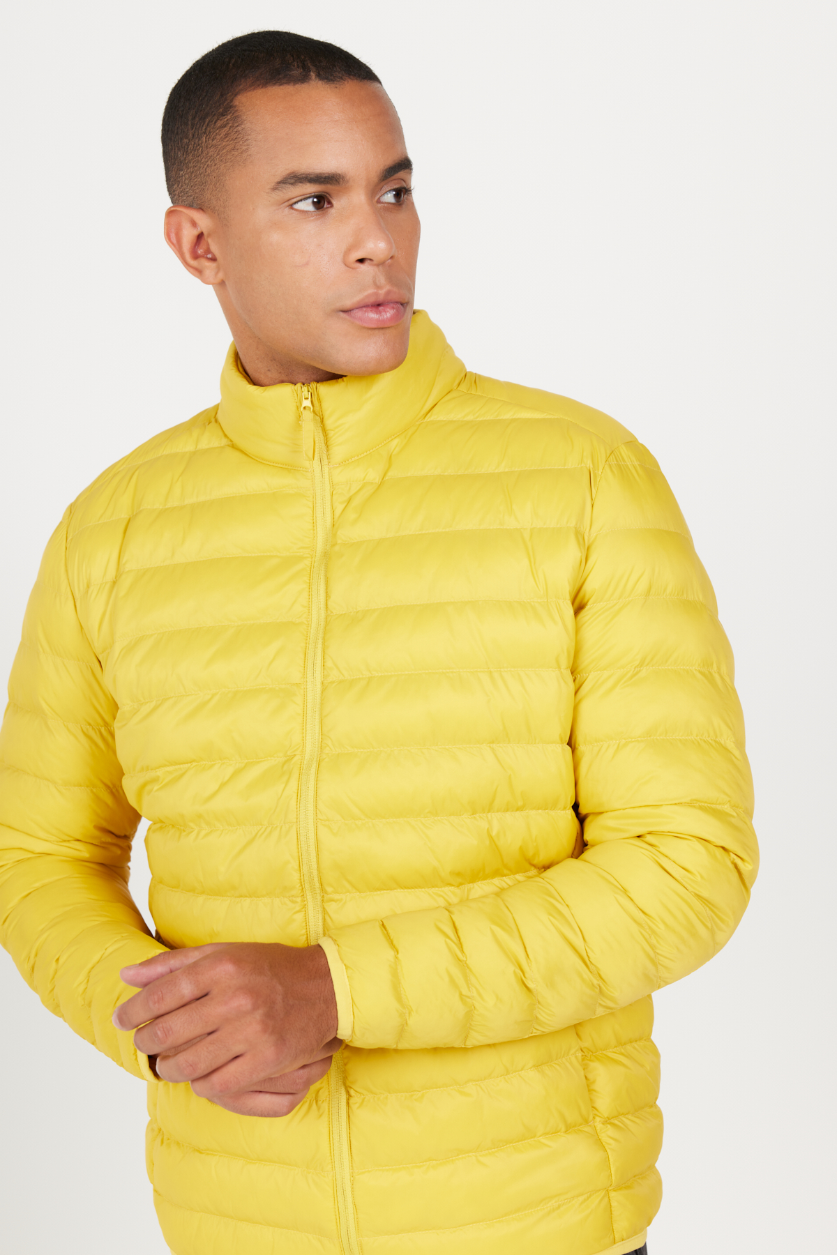 AC&Co / Altınyıldız Classics Erkek Sarı Standart Fit Normal Kesim Dik Yaka Şişme Mont