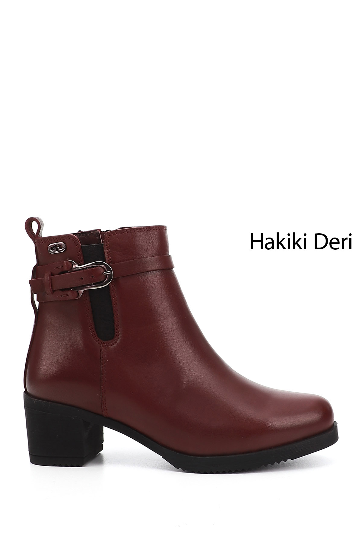 GÖNDERİ(R) Kadın BORDO Fermuarlı Kalın Topuklu Hakiki Deri Bot