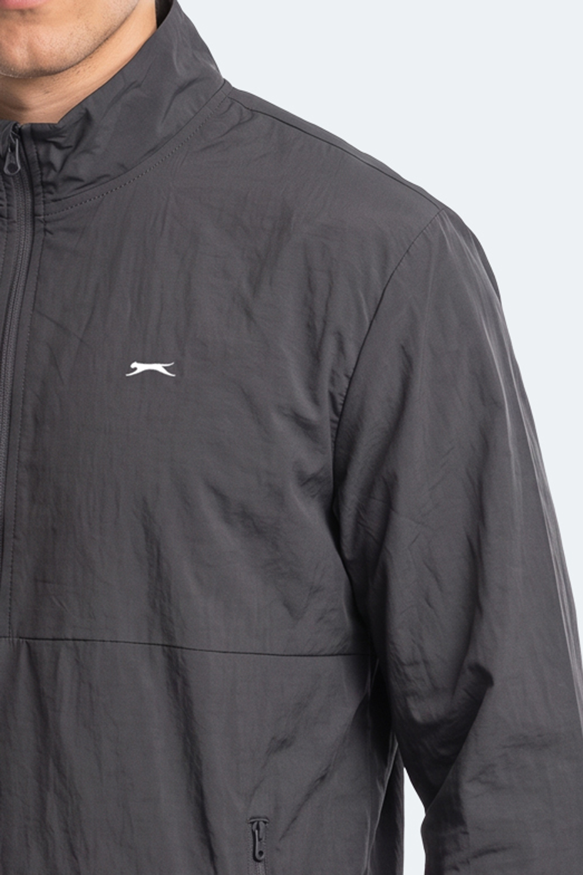 SLAZENGER RECKON Erkek Dik Yaka Fermuarlı Koyu Gri Yağmurluk görsel 2