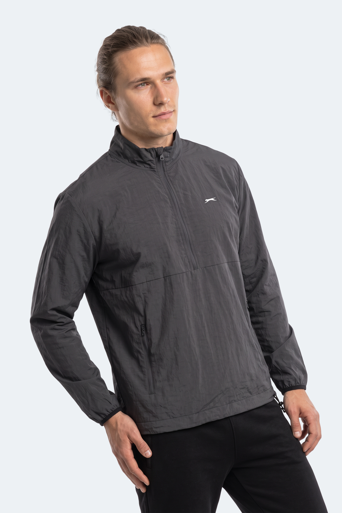 SLAZENGER RECKON Erkek Dik Yaka Fermuarlı Koyu Gri Yağmurluk görsel 3