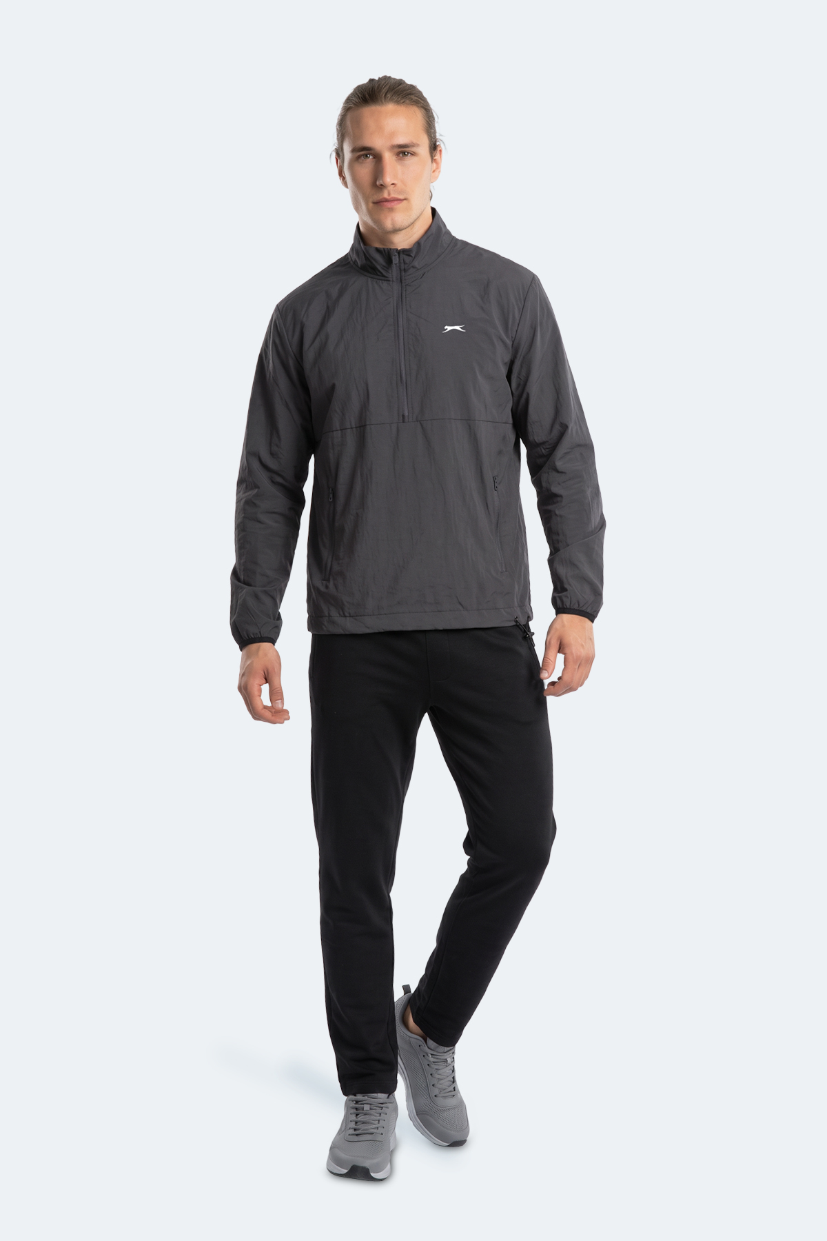 SLAZENGER RECKON Erkek Dik Yaka Fermuarlı Koyu Gri Yağmurluk görsel 6