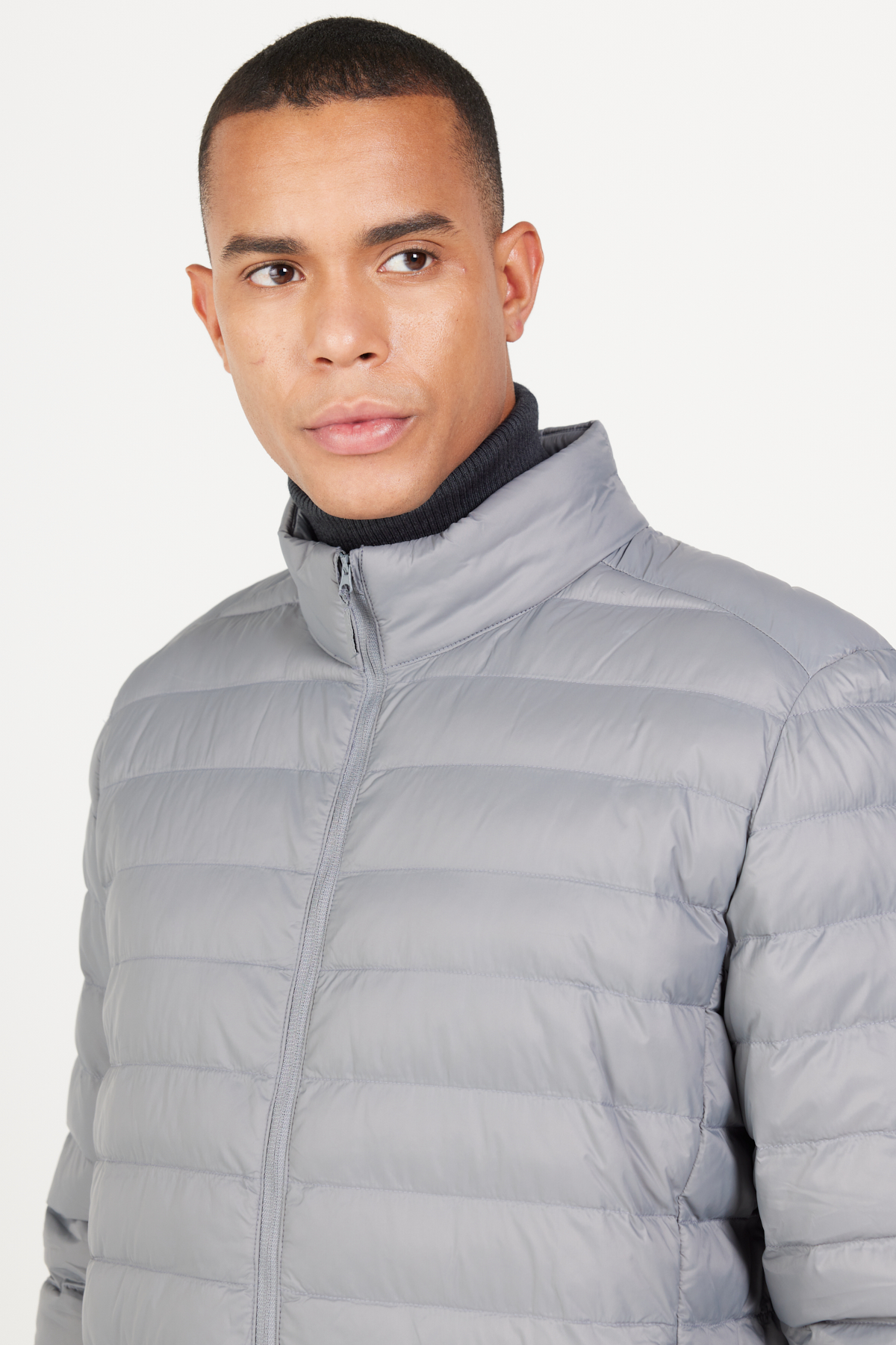 AC&Co / Altınyıldız Classics Erkek Gri Standart Fit Normal Kesim Dik Yaka Şişme Mont görsel 4
