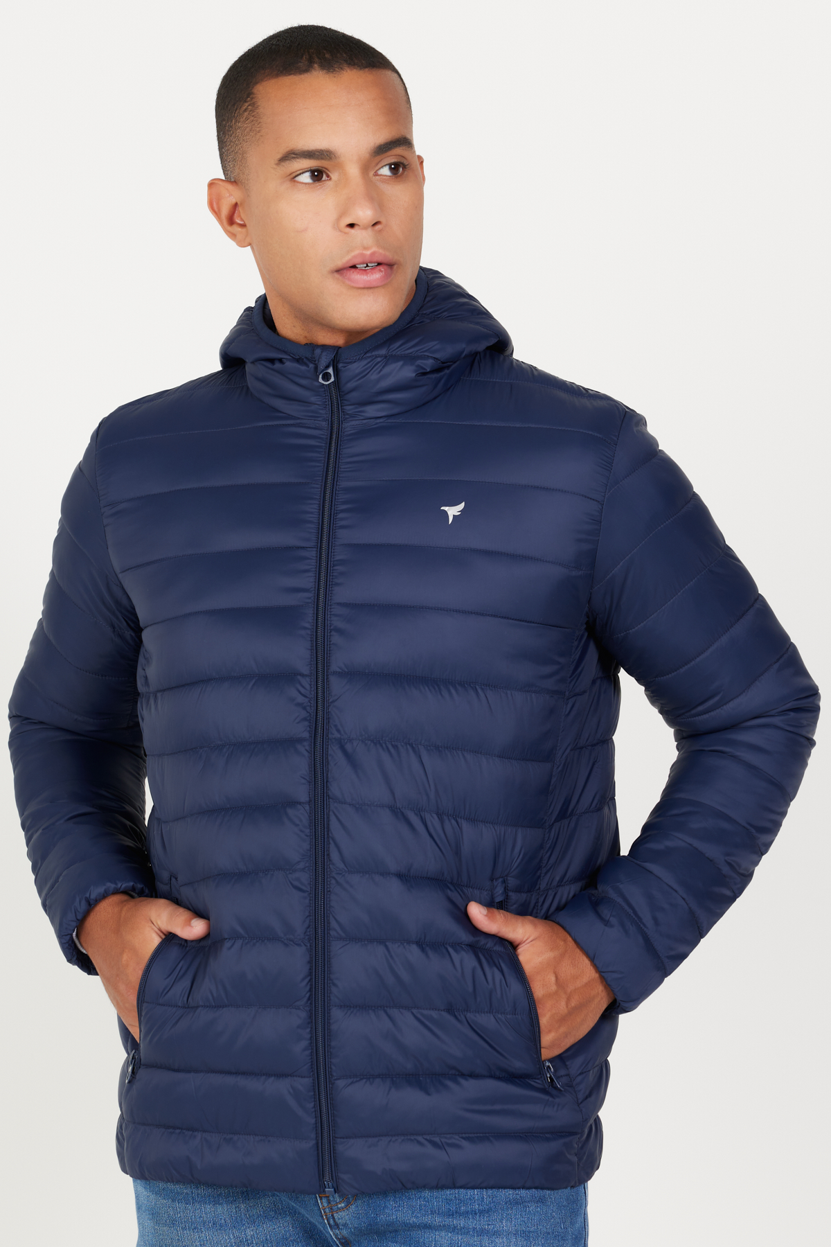 AC&Co / Altınyıldız Classics Erkek Lacivert Standart Fit Normal Kesim Kapüşonlu Şişme Mont