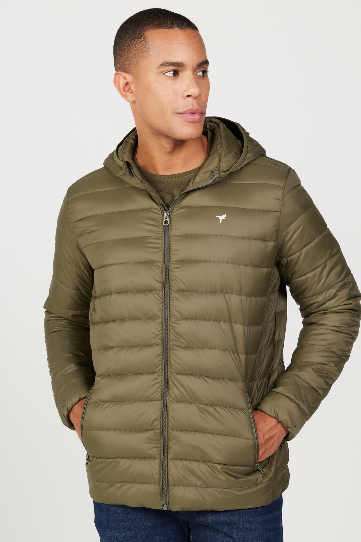 AC&Co / Altınyıldız Classics Erkek Haki Standart Fit Normal Kesim Kapüşonlu Şişme Mont