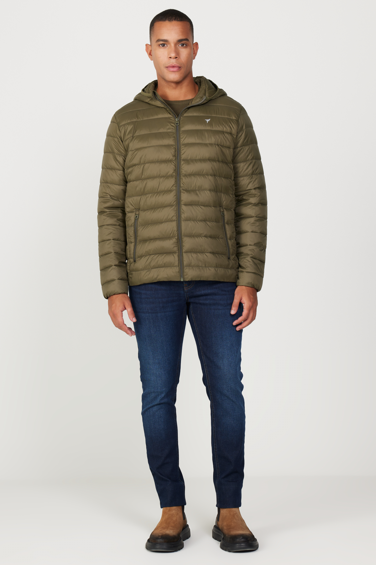 AC&Co / Altınyıldız Classics Erkek Haki Standart Fit Normal Kesim Kapüşonlu Şişme Mont görsel 4