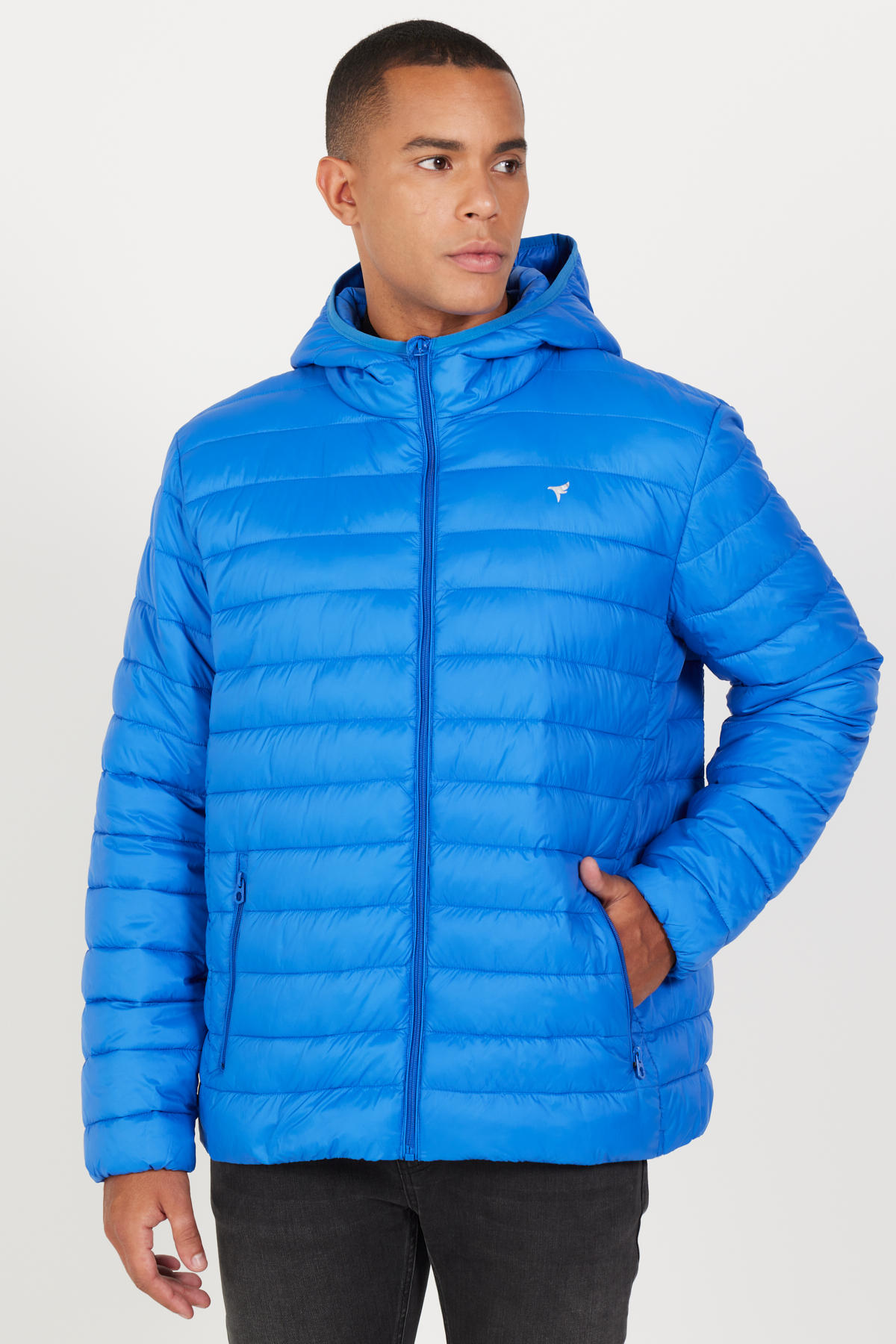 AC&Co / Altınyıldız Classics Erkek Saks Standart Fit Normal Kesim Kapüşonlu Şişme Mont