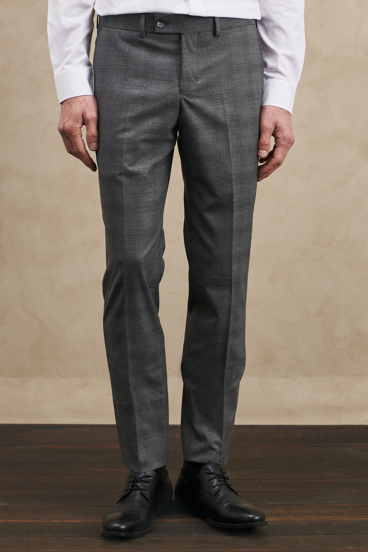 Altınyıldız Classics Erkek Gri Ekstra Slim Fit Dar Kesim Mono Yaka Kareli Takım Elbise görsel 4