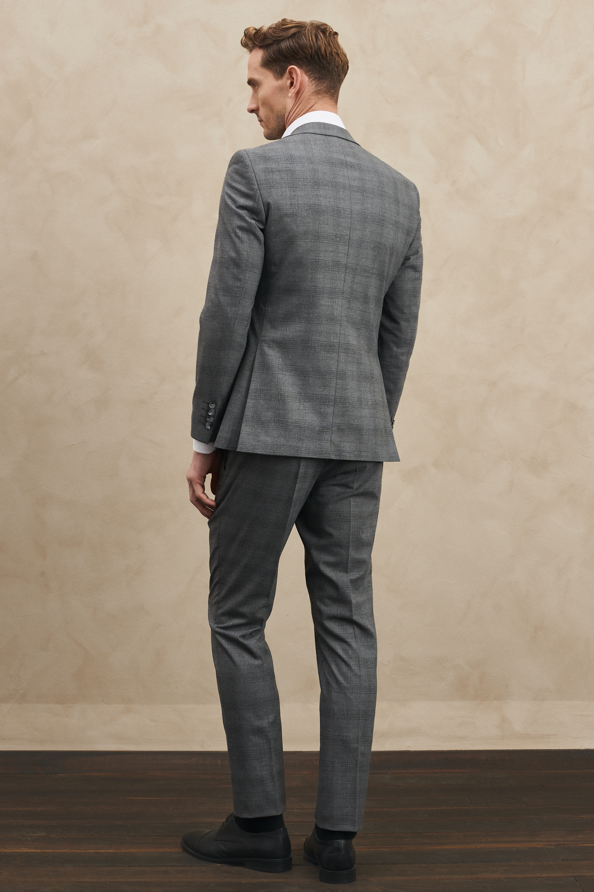 Altınyıldız Classics Erkek Gri Ekstra Slim Fit Dar Kesim Mono Yaka Kareli Takım Elbise görsel 6