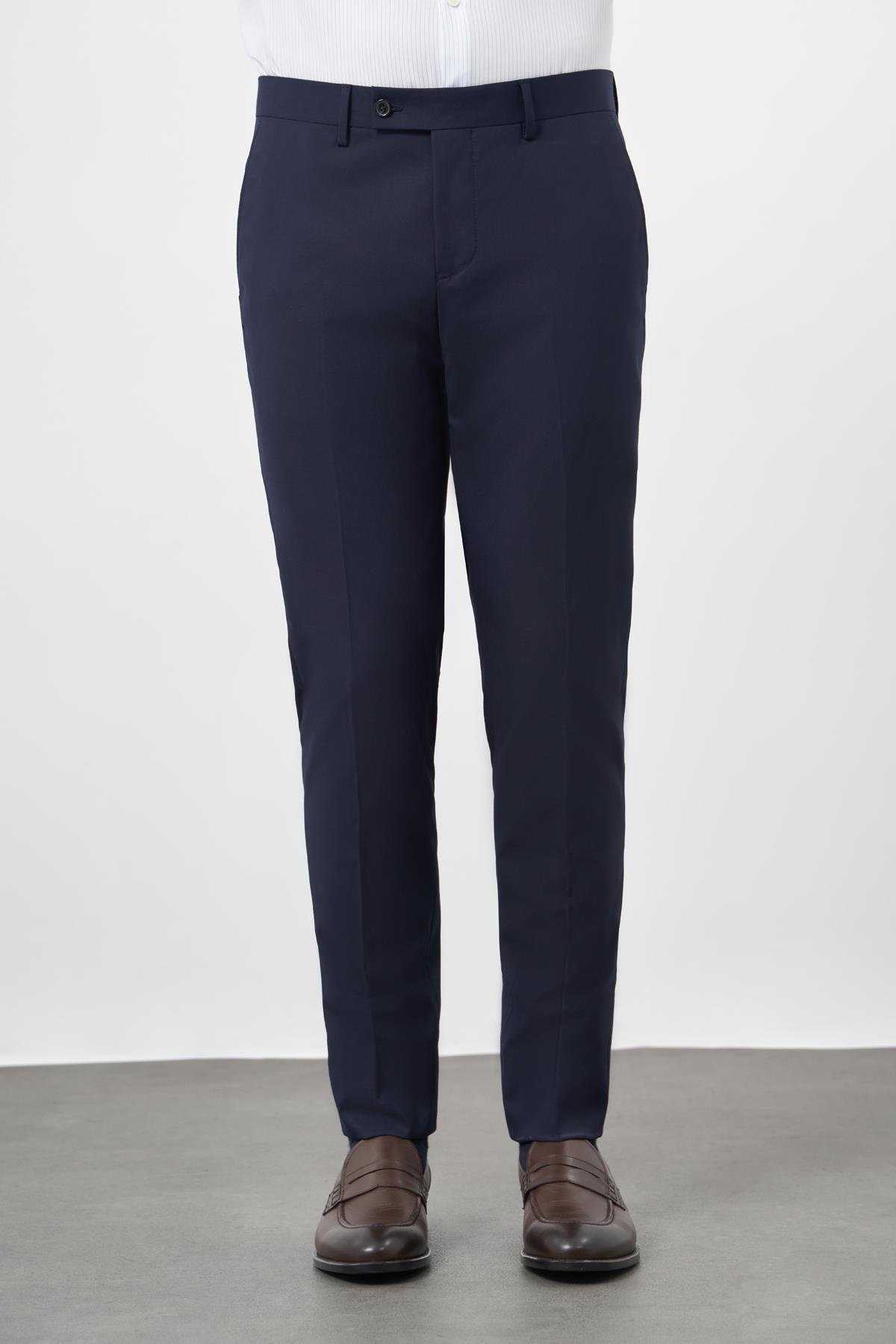 İMZA Lacivert Esnek Yandan Cepli Slim Fit Classic Erkek Pantolon 1003245313