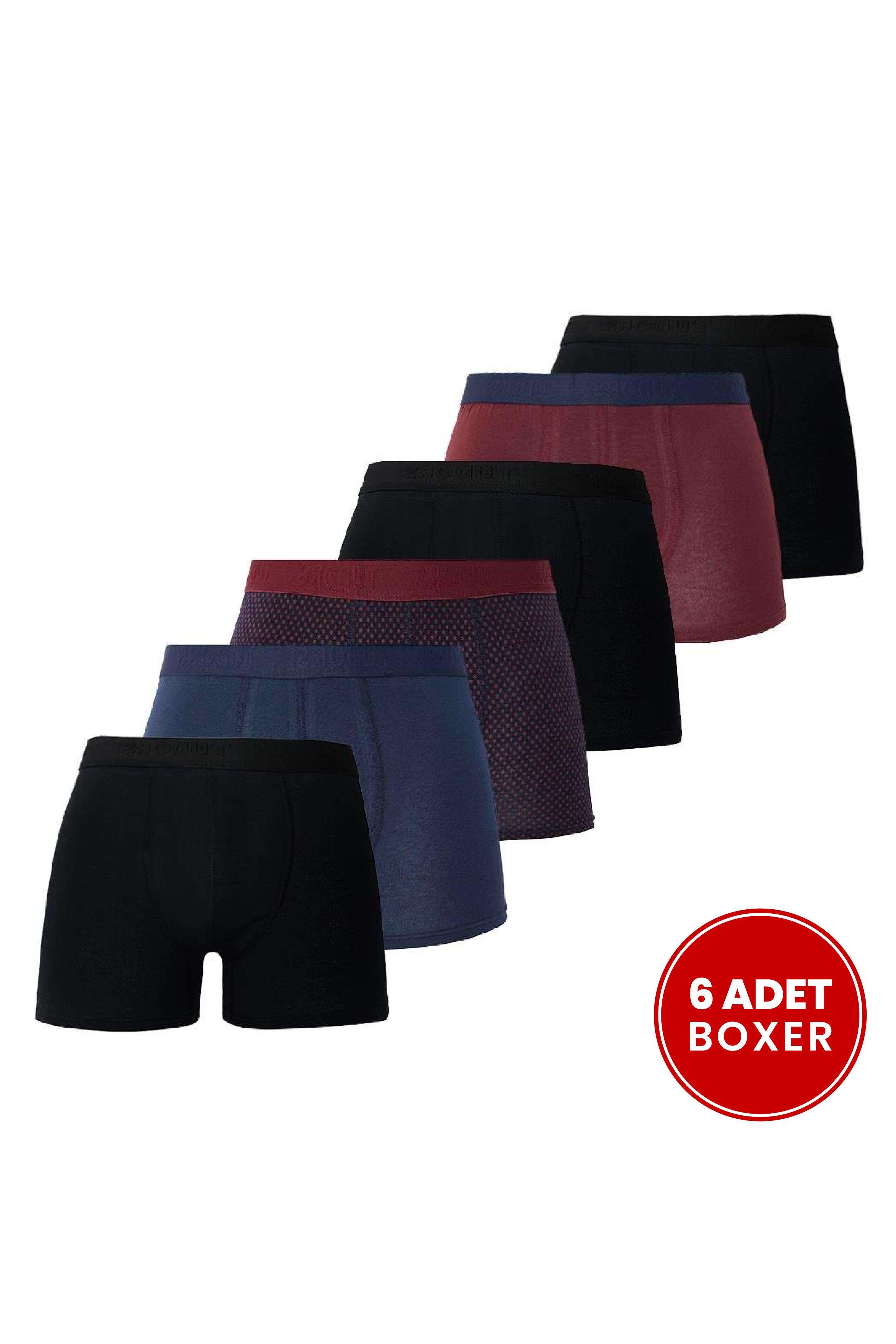 TUDORS Erkek 6'Lı Pamuklu Elastanlı Esnek Kumaş Premium Seri Boxer