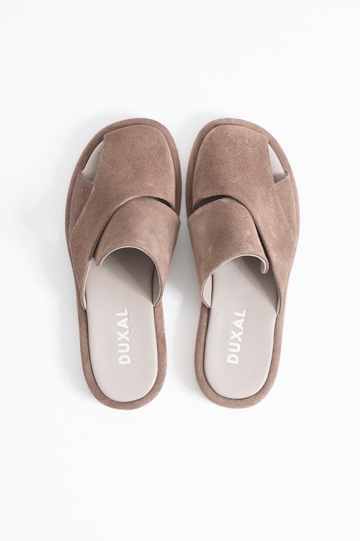 DUXAL SHOES Bronte Hakiki Deri Süet Çapraz Bantlı Anatomik Tabanlı Konfor Terlik - Sandalet