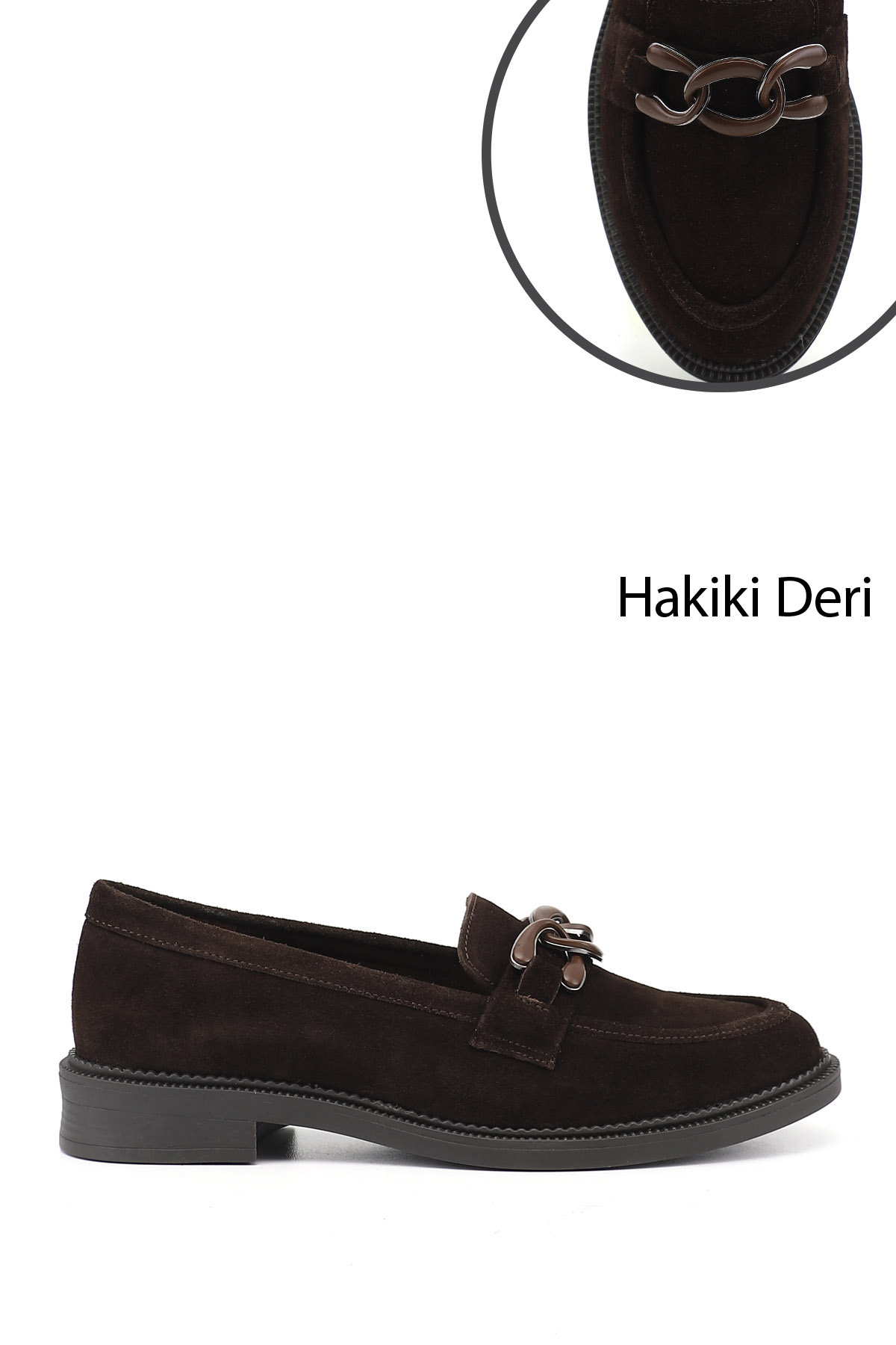 GÖNDERİ(R) Kadın KOYU KAHVE Tokalı Hakiki Deri Loafer Ayakkabı
