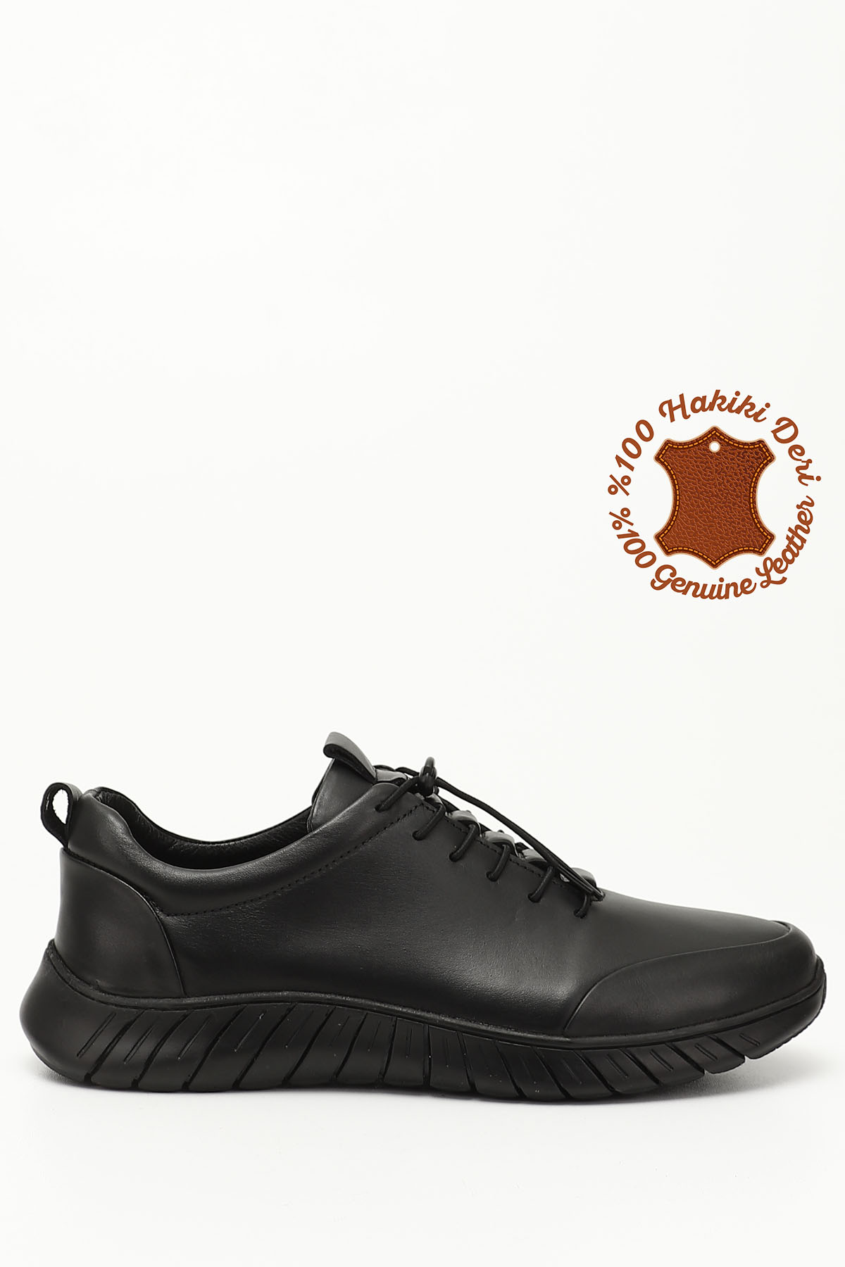 GÖNDERİ(R) ZÜMRÜT-SİYAH Hakiki Deri Yuvarlak Burun Günlük Bağcıklı Erkek Sneaker 42605