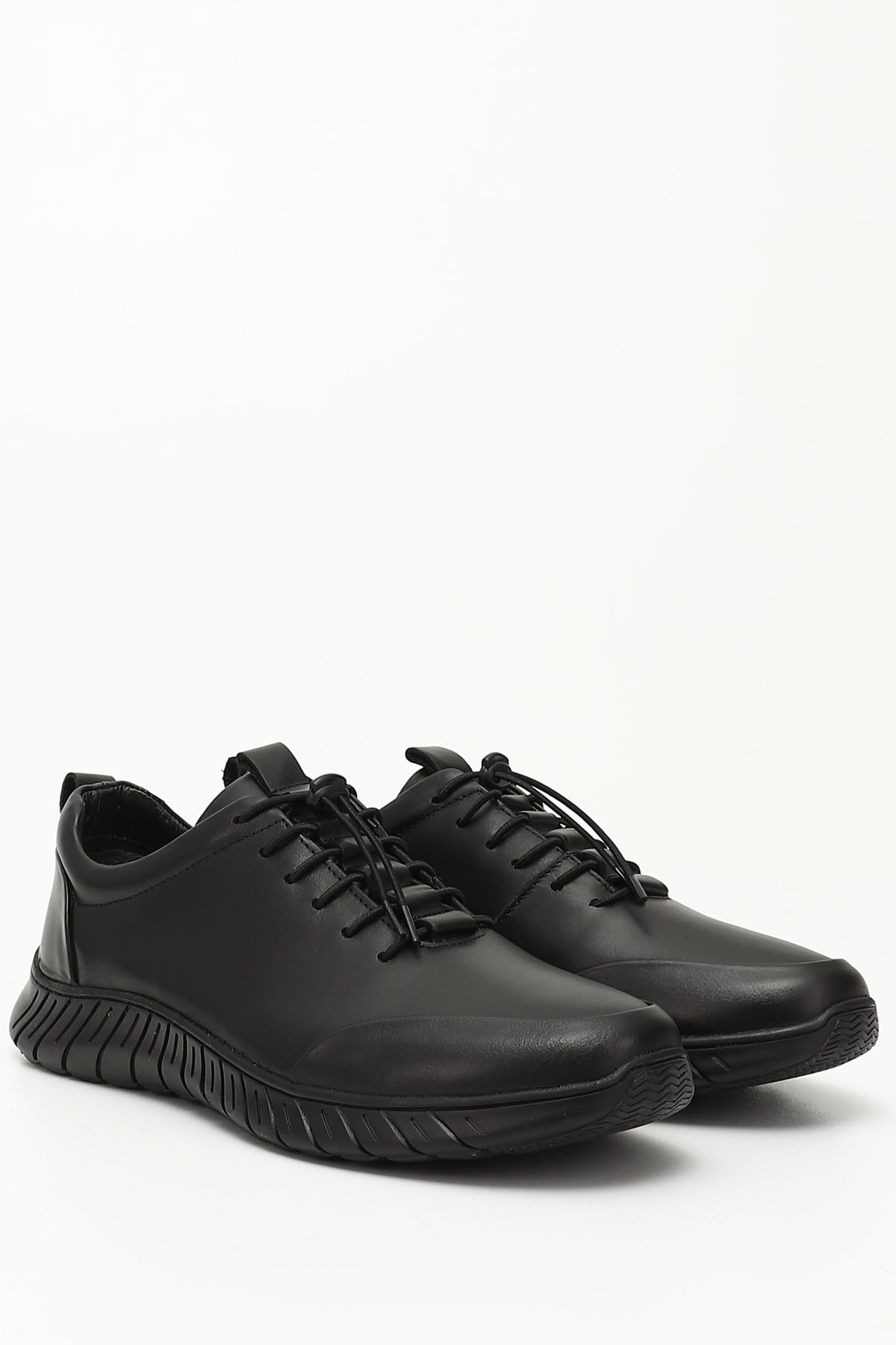 GÖNDERİ(R) ZÜMRÜT-SİYAH Hakiki Deri Yuvarlak Burun Günlük Bağcıklı Erkek Sneaker 42605 görsel 2