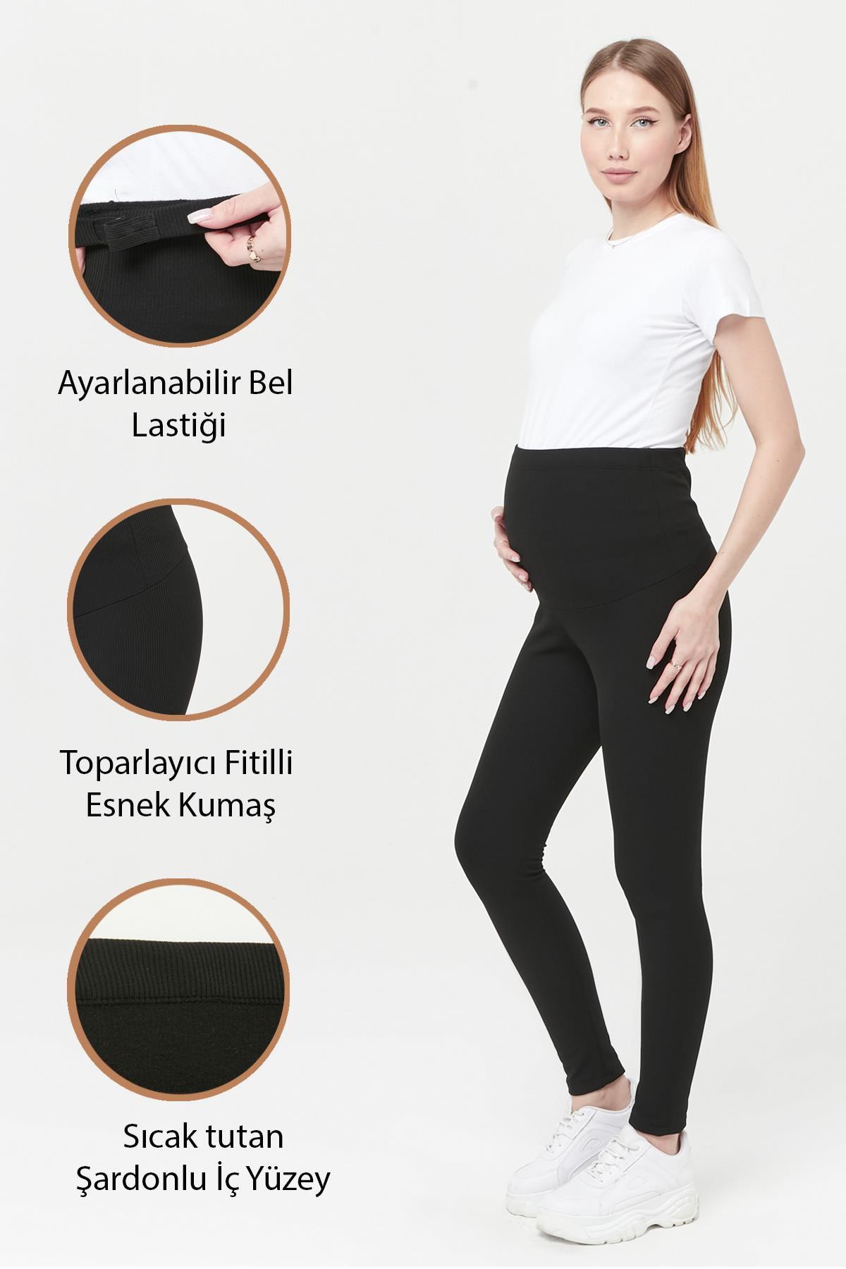 Luvmabelly Beli Ayarlamalı Kadın Kışlık Termal Fitilli Hamile Tayt