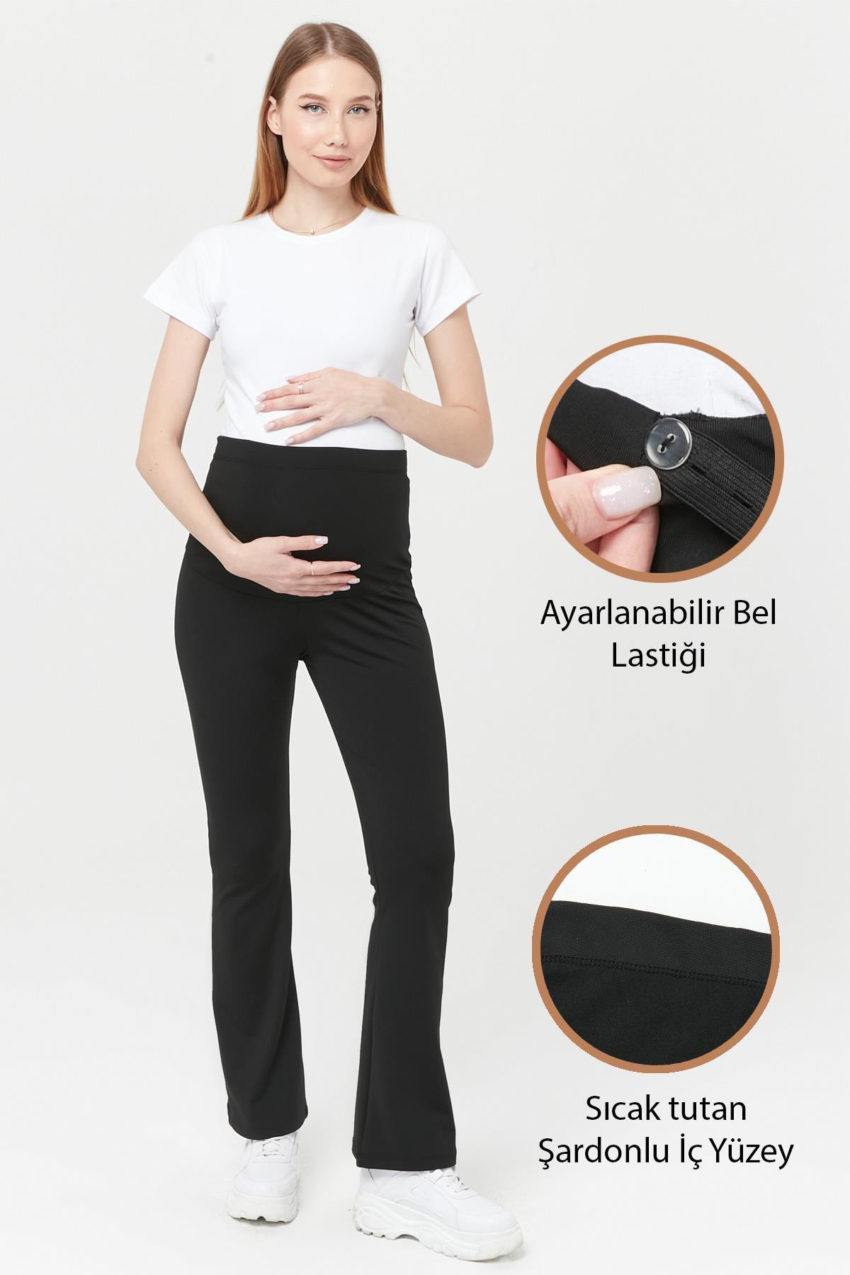 Luvmabelly Beli Ayarlamalı Kadın Kışlık Termal İspanyol Paça Hamile Tayt