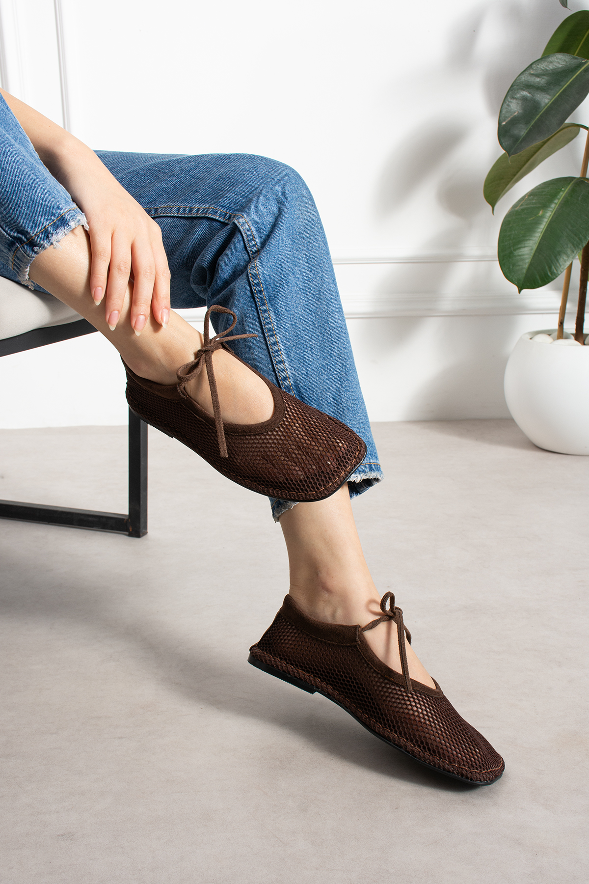 DUXAL SHOES John Kadın Kahverengi Nefes Alan File Babet Bağcıklı Yazlık Ayakkabı görsel 6