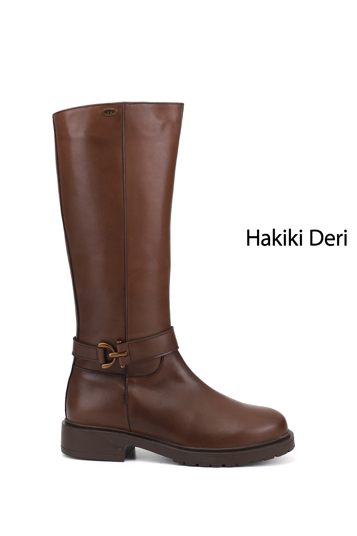 GÖNDERİ(R) Kadın TÜTÜN KAHVE Fermuarlı Kalın Topuklu Hakiki Deri Çizme