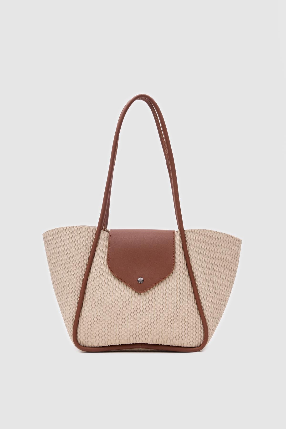 Shulebags Petre Hasır Omuz Çantası Krem