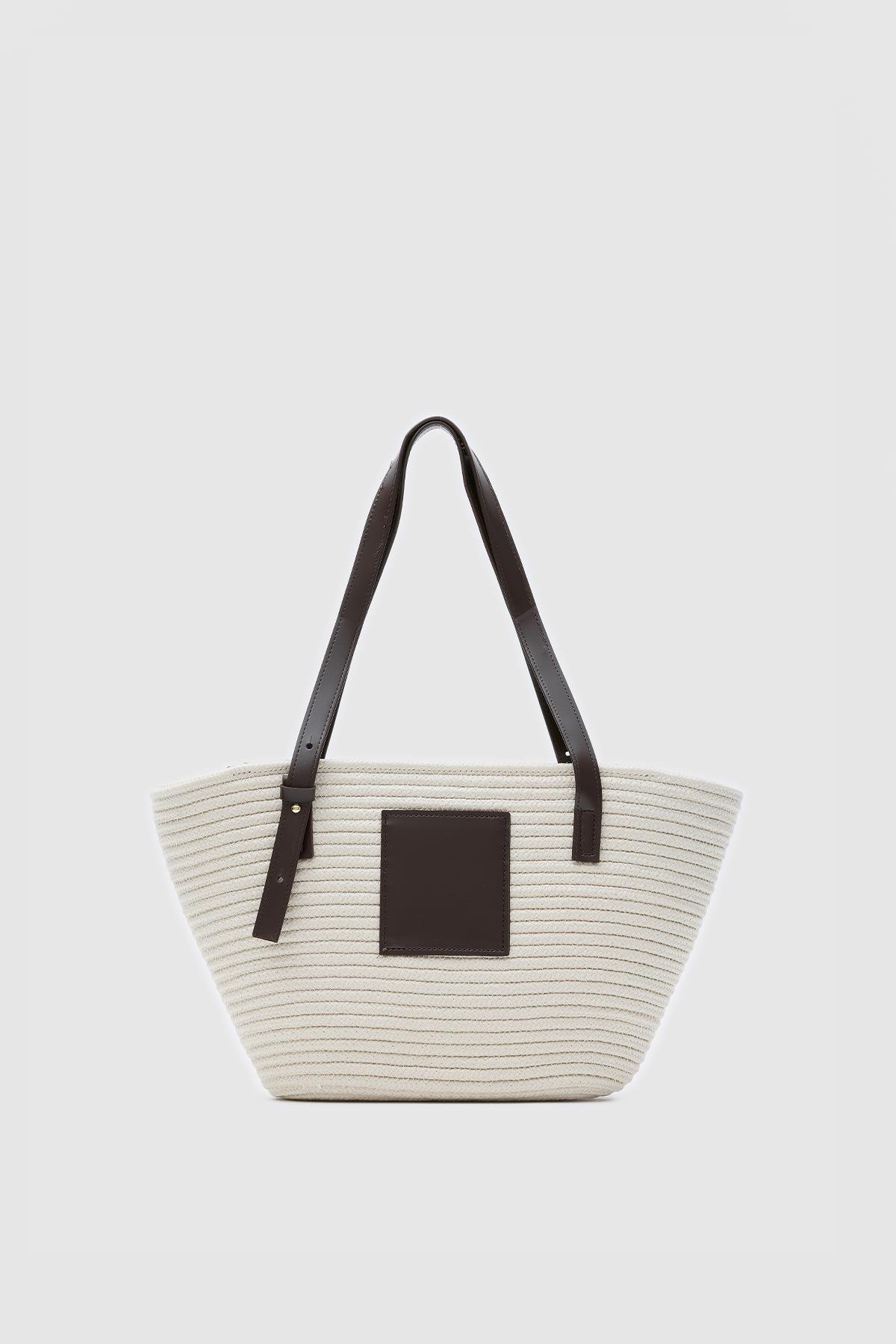 Shulebags Vittoria Handmade Hasır Çanta Krem