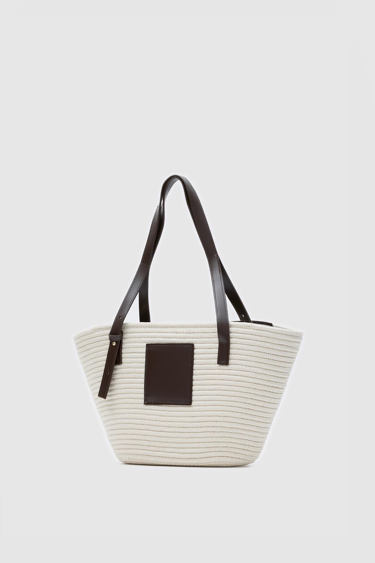 Shulebags Vittoria Handmade Hasır Çanta Krem görsel 6