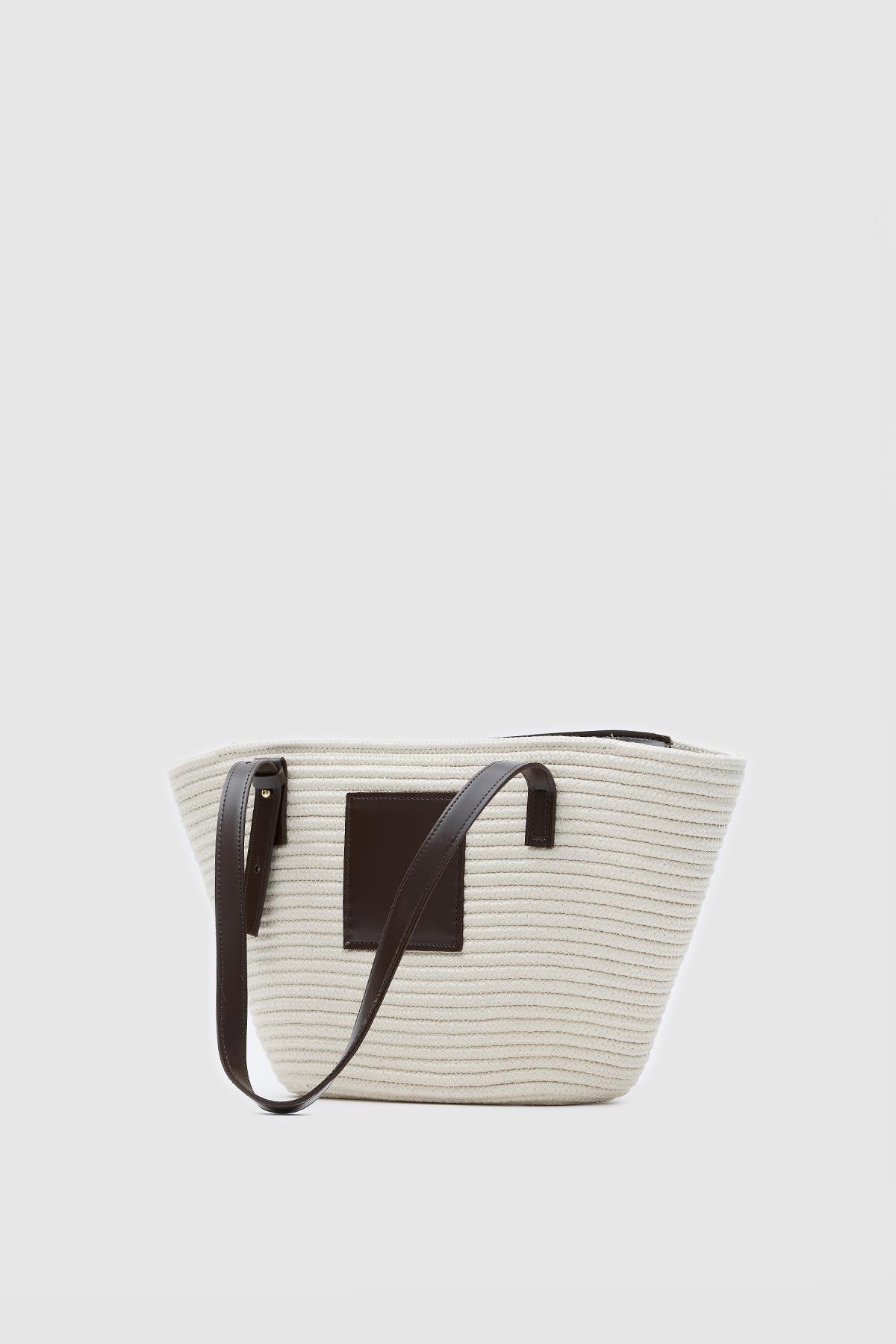 Shulebags Vittoria Handmade Hasır Çanta Krem görsel 8
