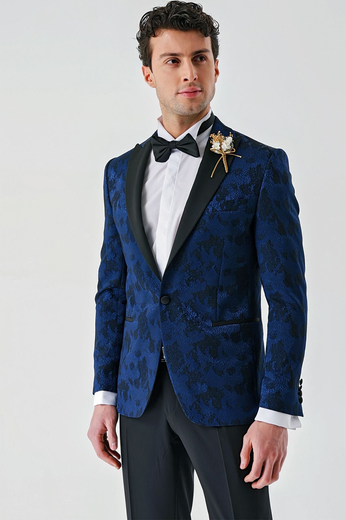 İMZA Çıkarılabilir Kırlangıç Yaka Elastanlı 6 Drop Slim Fit Smokin Damatlık 1001240204 görsel 4