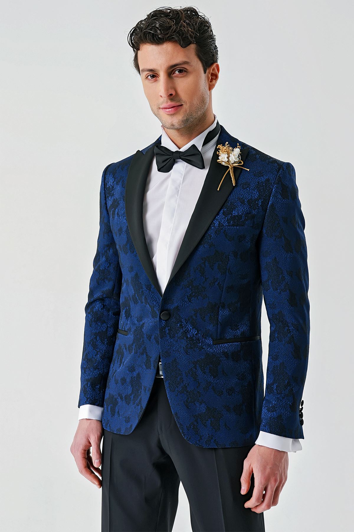 İMZA Çıkarılabilir Kırlangıç Yaka Elastanlı 6 Drop Slim Fit Smokin Damatlık 1001240204 görsel 6