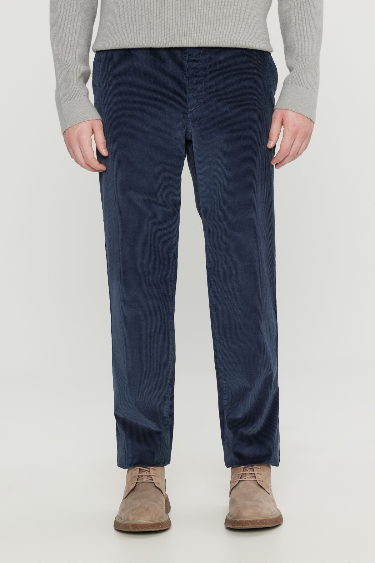 Altınyıldız Classics Erkek Lacivert Pamuklu Kadife Slim Fit Dar Kesim Yan Cepli Desenli Pantolon