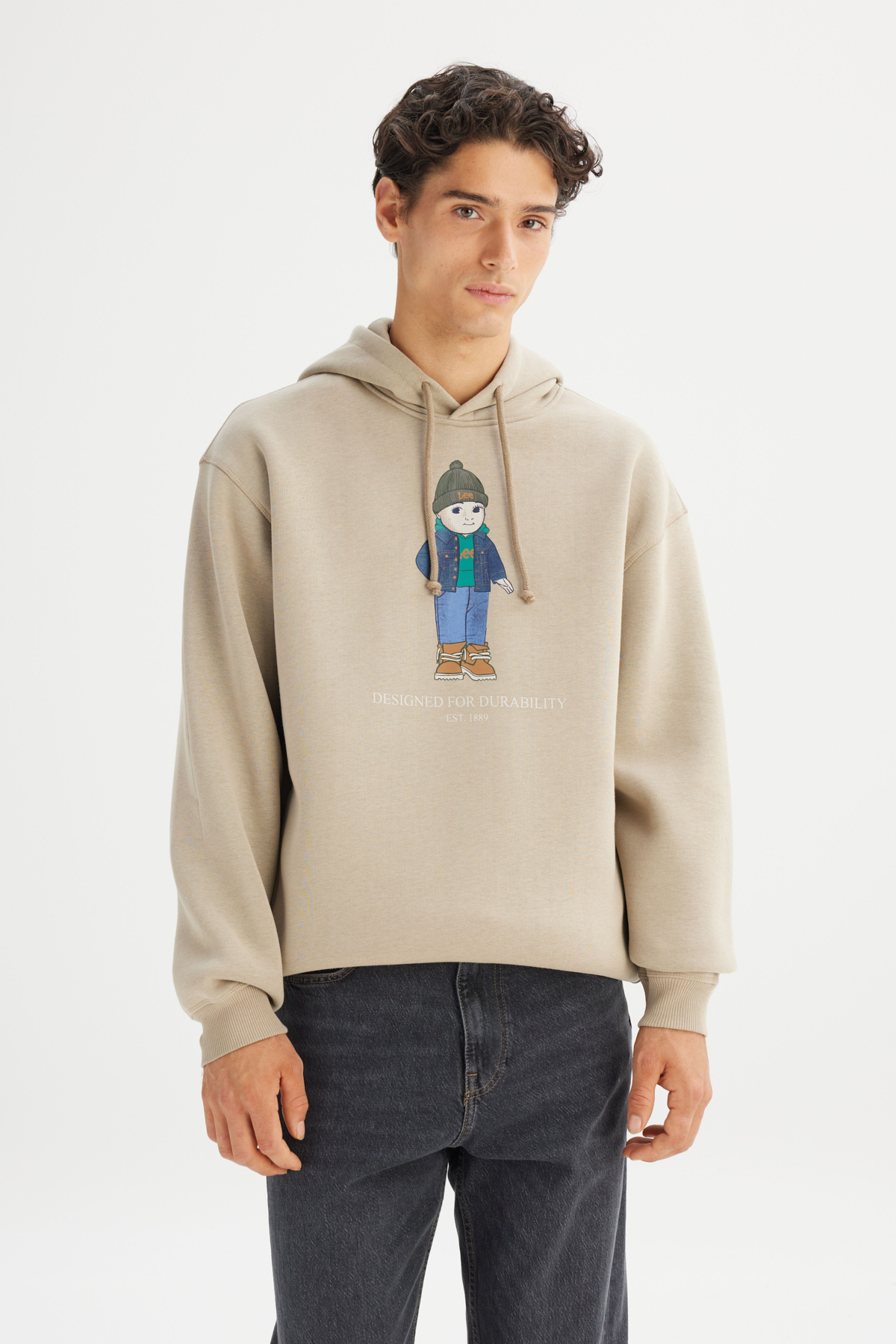 Lee Pamuklu İçi Polarlı Regular Fit Kapüşonlu Logo Detaylı Sweatshirt