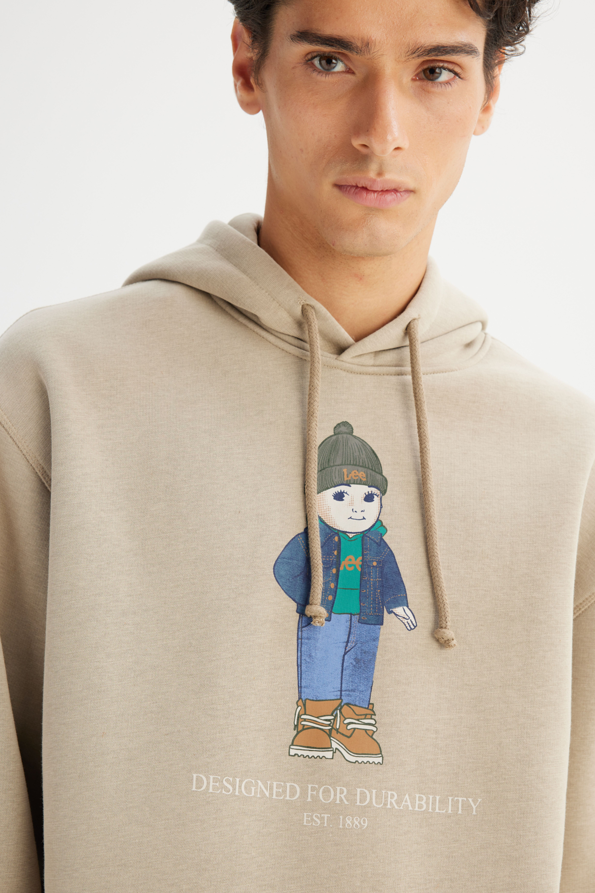 Lee Pamuklu İçi Polarlı Regular Fit Kapüşonlu Logo Detaylı Sweatshirt görsel 3
