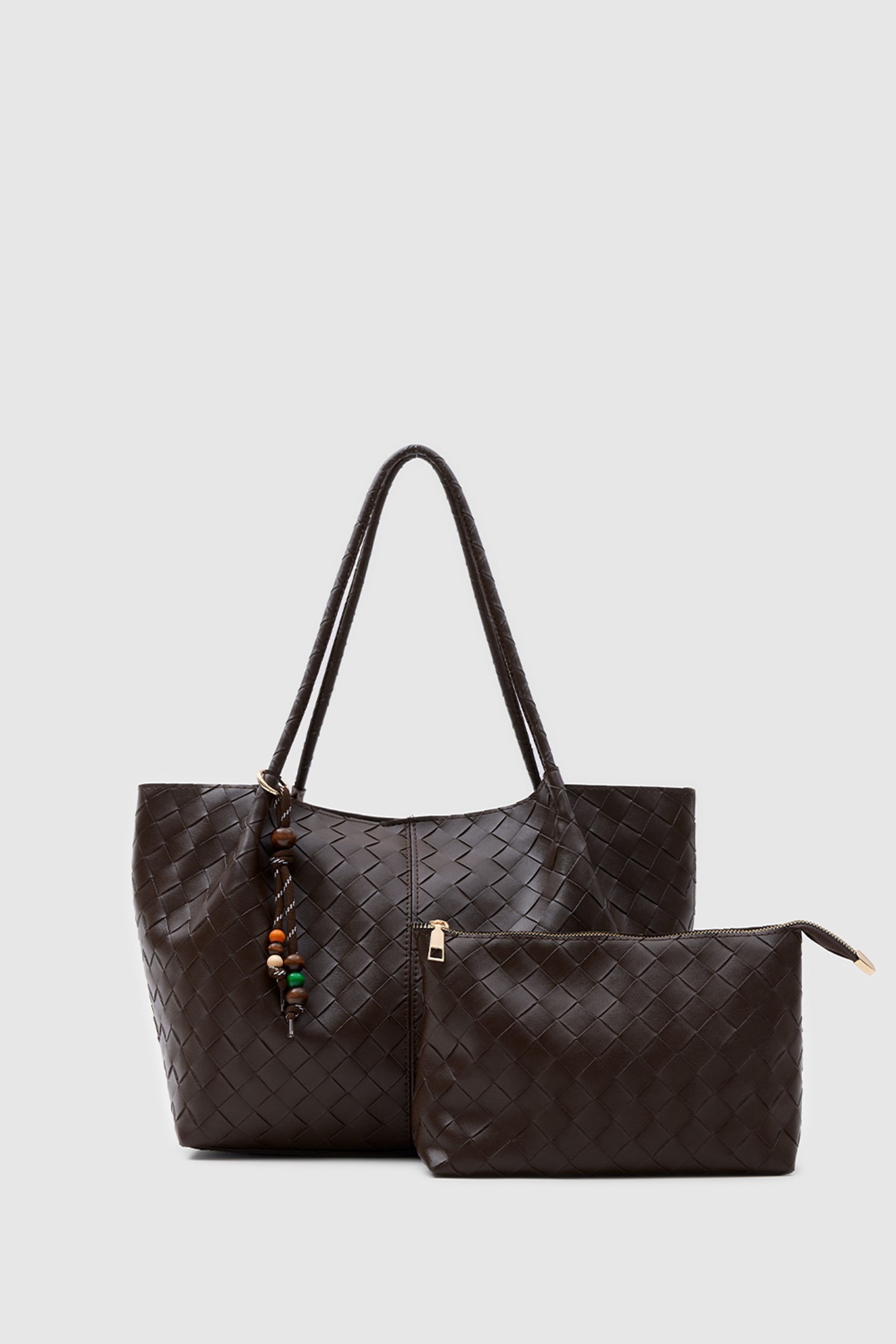 Shulebags Miura Charm Detaylı Örgü Omuz Kahve görsel 3