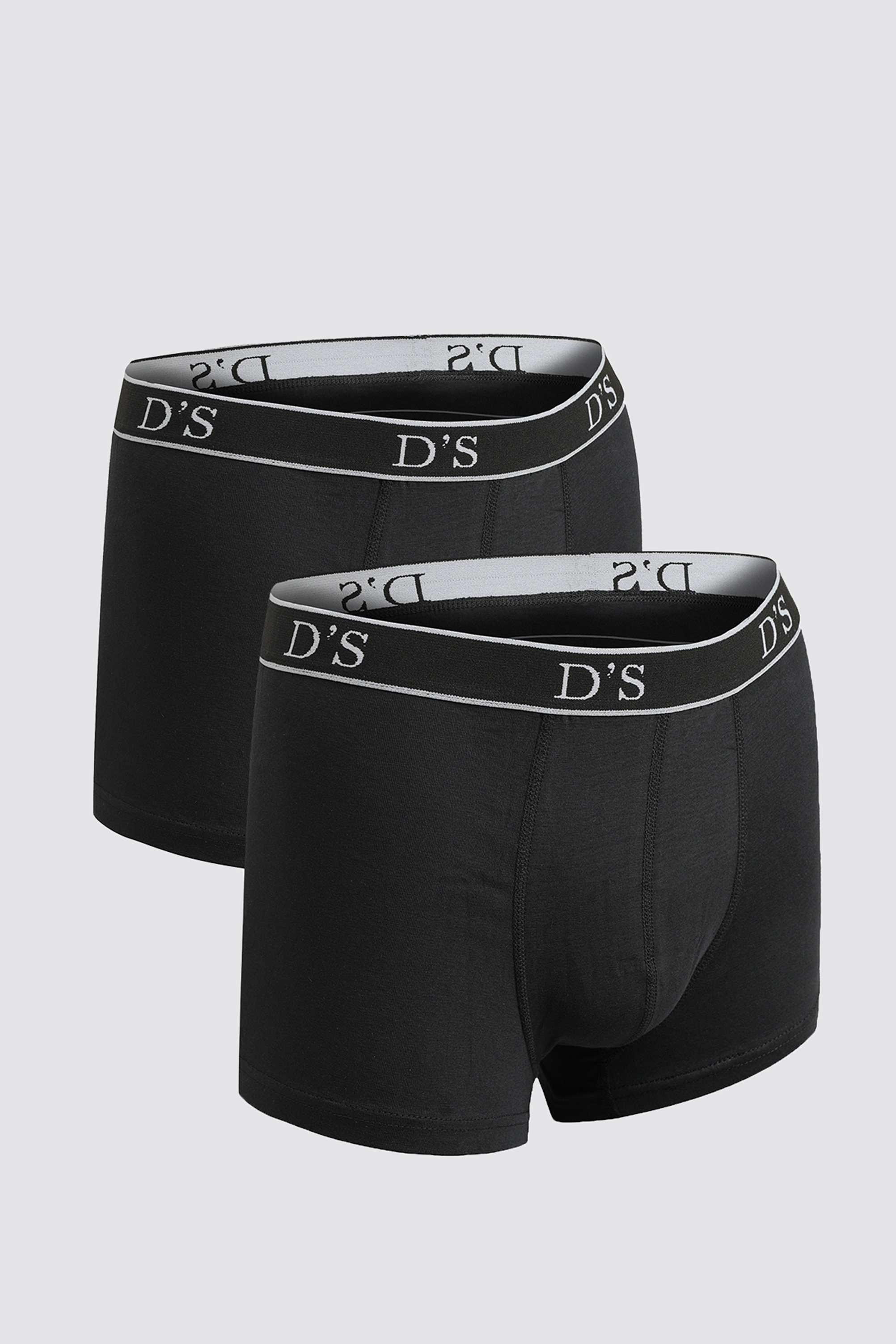 D'S damat Siyah Beli Lastikli Marka Logolu Elastanlı Esneyebilen 2 Li Boxer Set