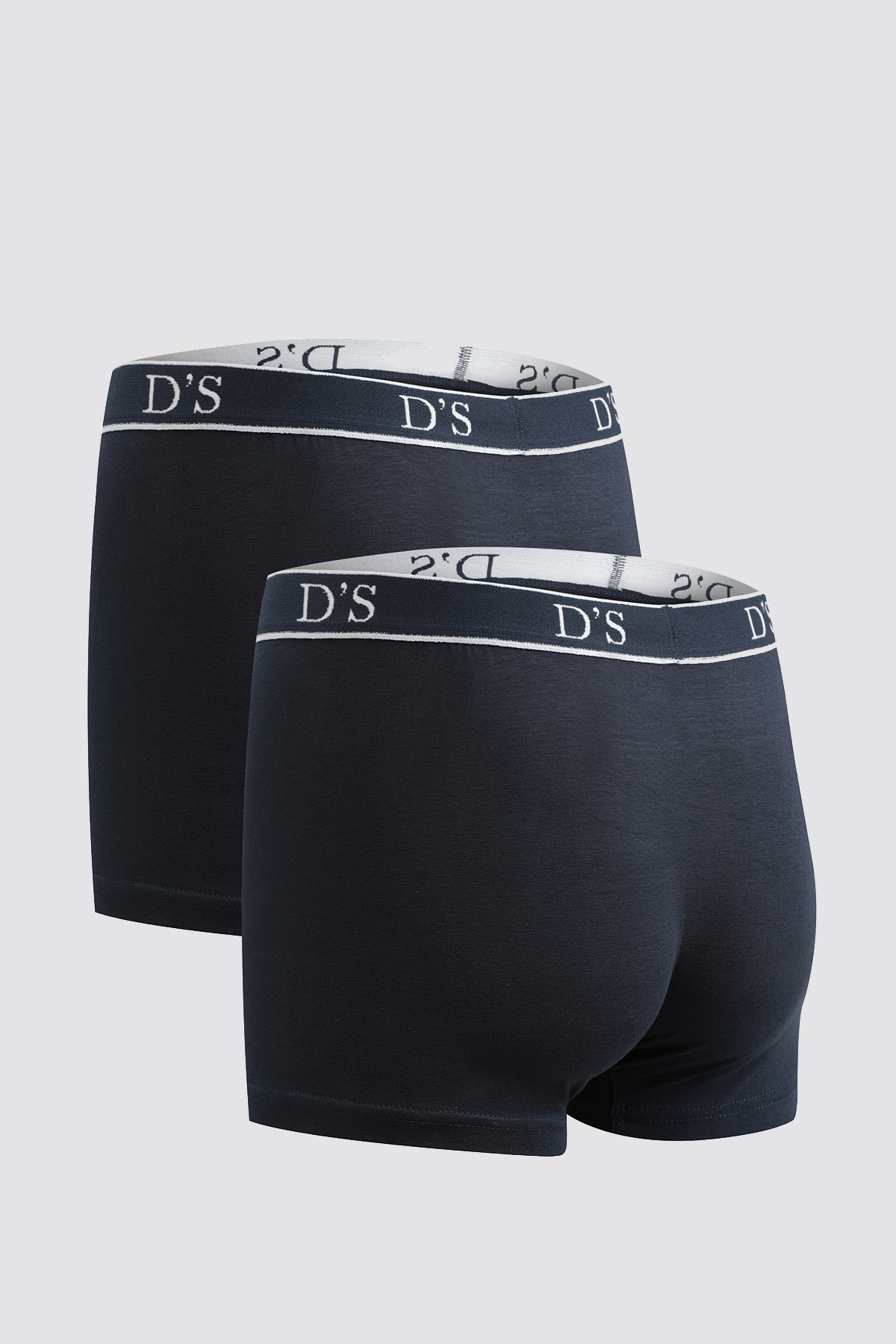 D'S damat Lacivert Beli Lastikli Marka Logolu Elastanlı Esneyebilen 2 Li Boxer Set görsel 2