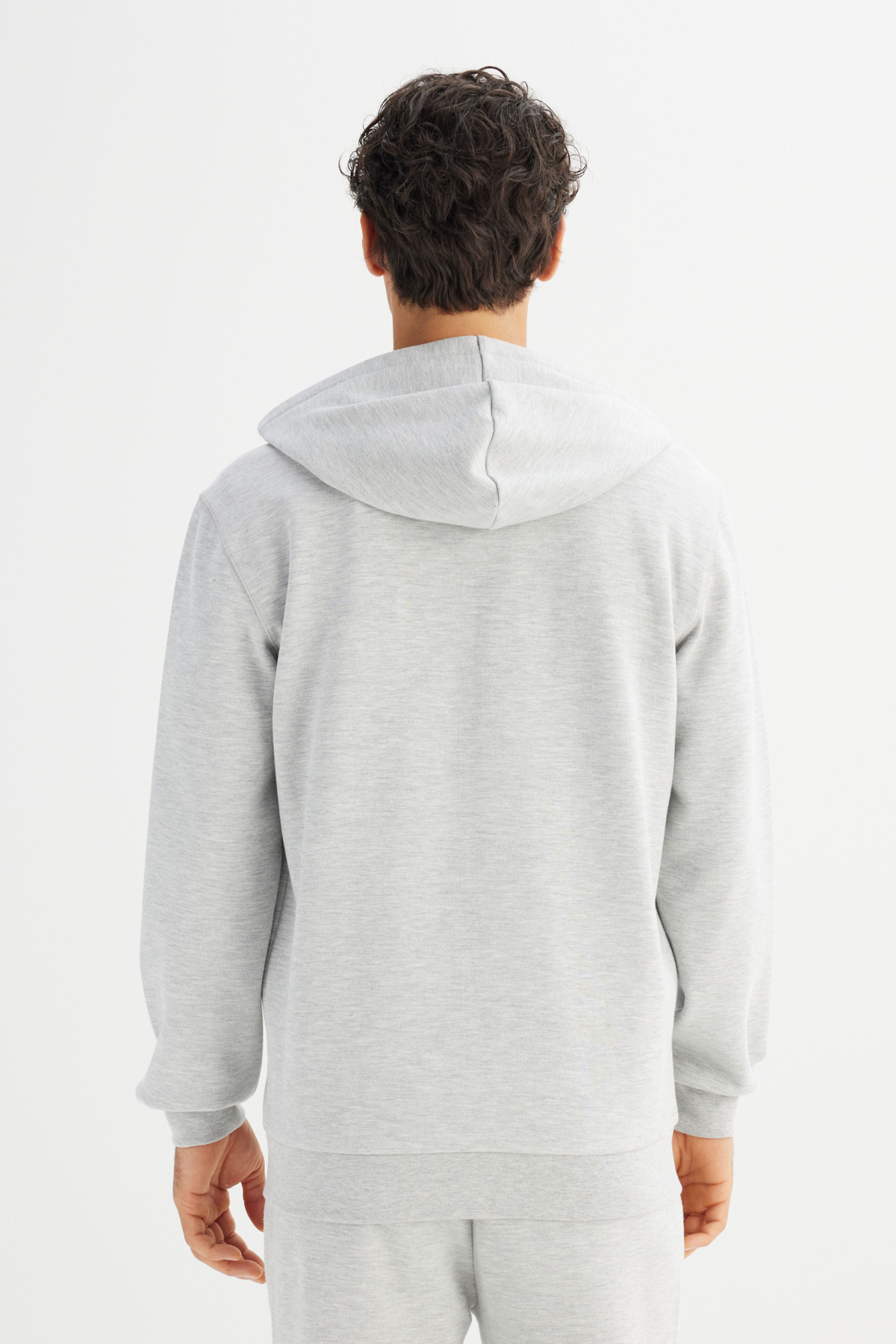 Lee Regular Fit Normal Kesşim Kapüşonlu Fermuarlı Gri Melanj Sweatshirt Ceket görsel 5