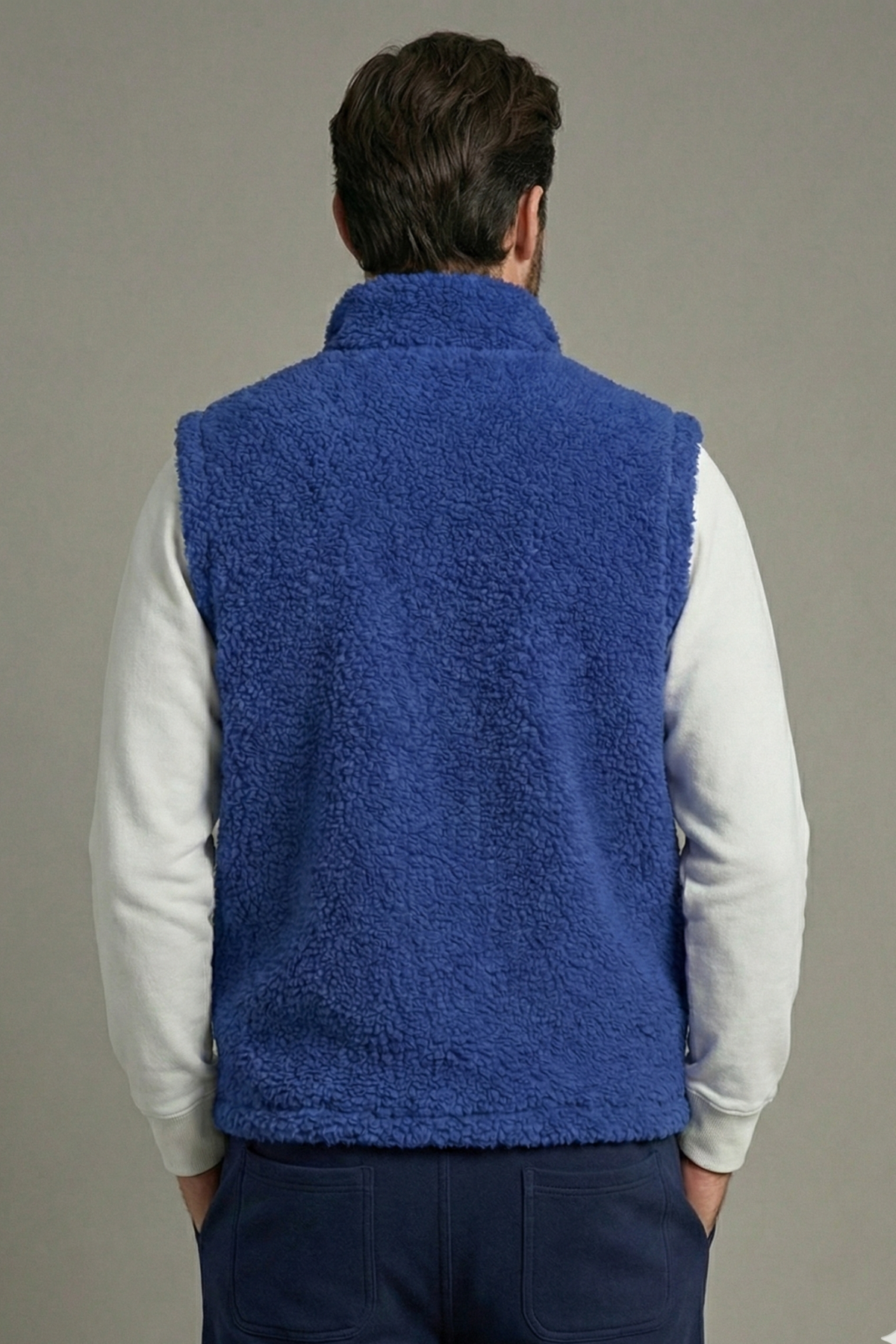 Genius Store Erkek Yelek İçi Şardonlu Sherpa Pelüş Yelek Tam Fermuarlı Cepli Kuzu Outdoor Yelek görsel 3