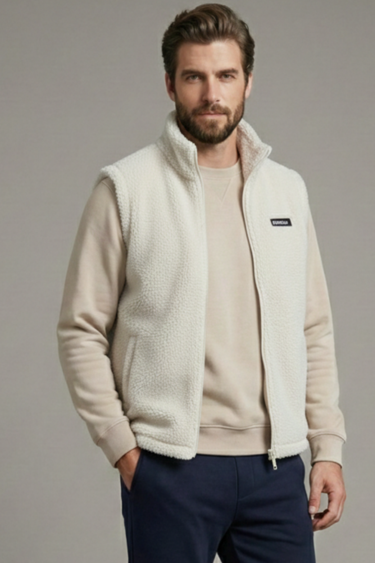 Genius Store Erkek Yelek İçi Şardonlu Sherpa Pelüş Yelek Tam Fermuarlı Cepli Kuzu Outdoor Yelek görsel 2
